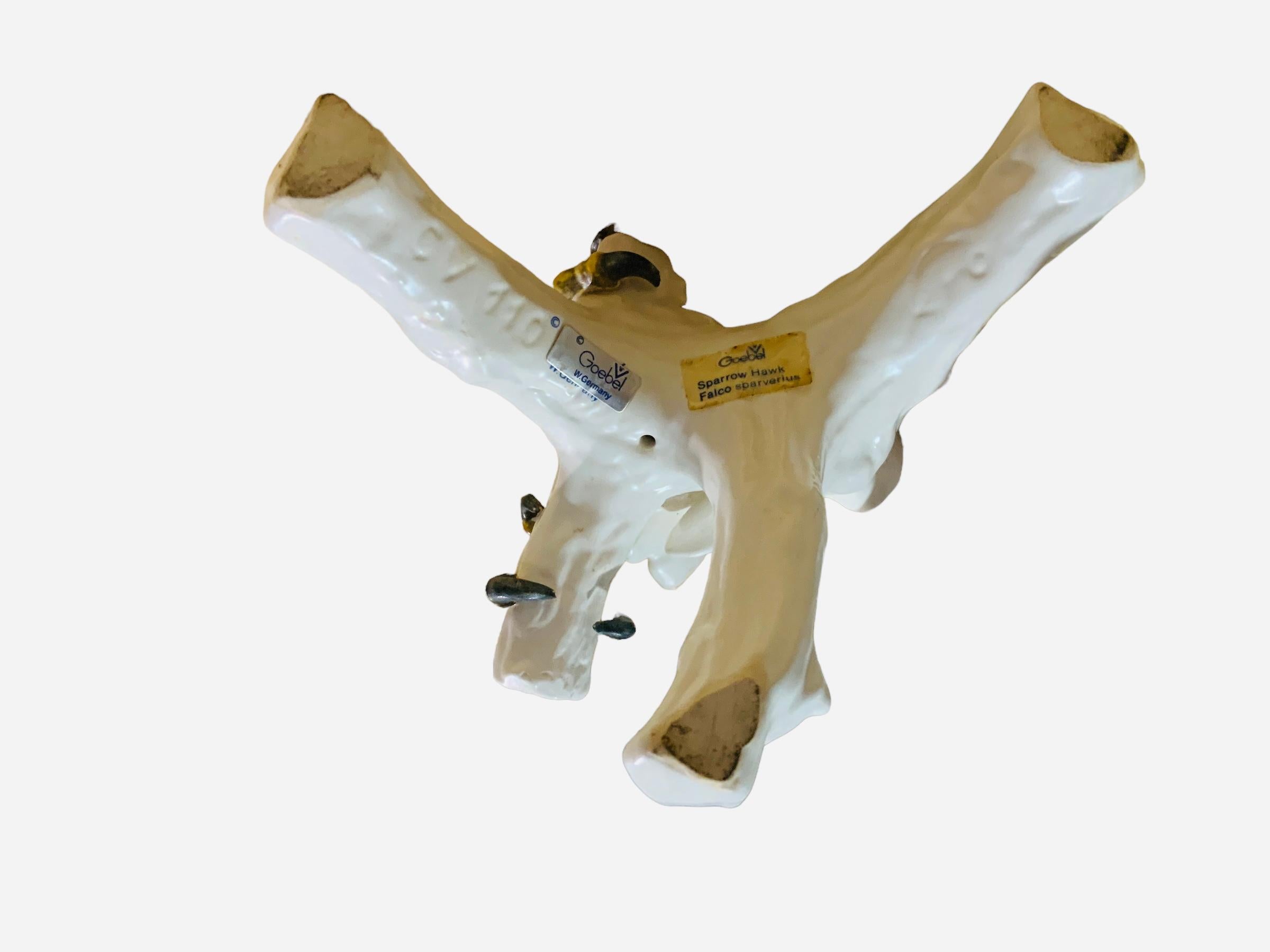 Molded Goebel Porcelain Hand Painted Bird Figurine Of A Sparrow Hawk