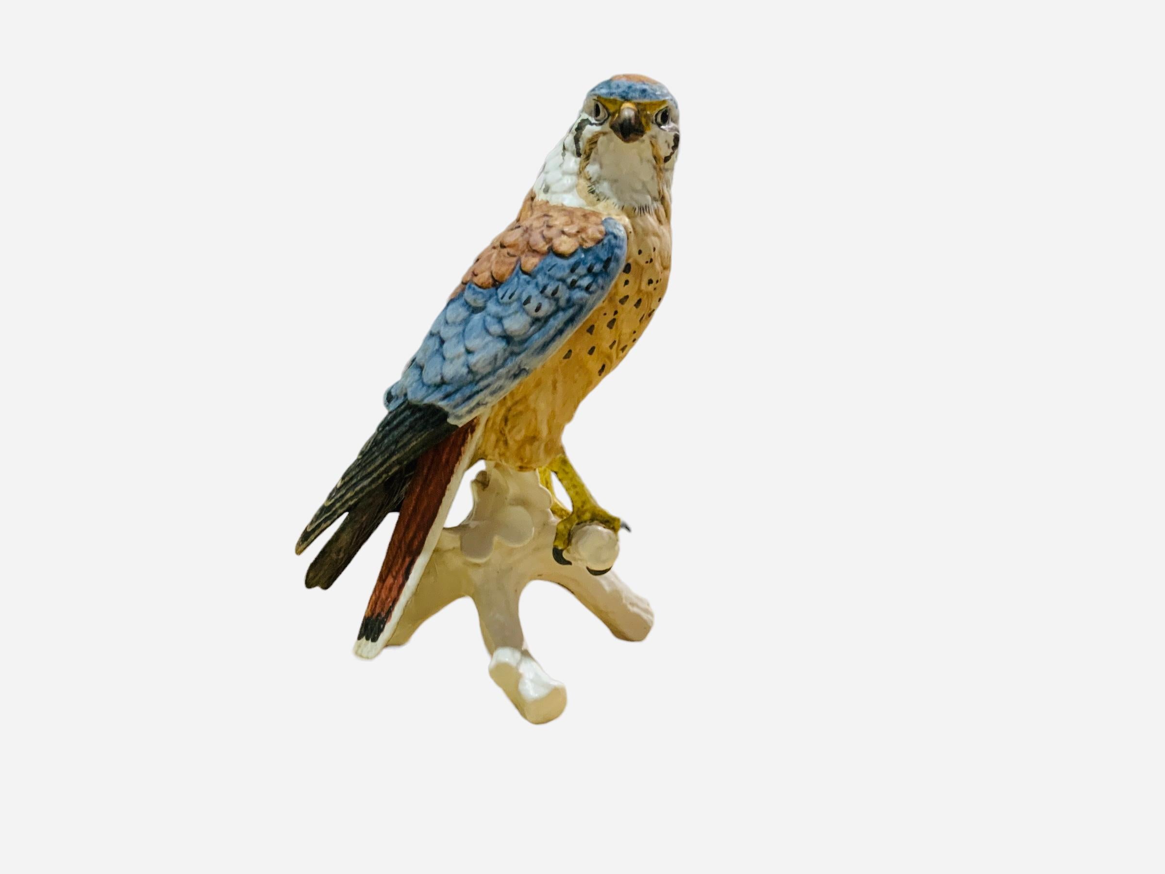 20th Century Goebel Porcelain Hand Painted Bird Figurine Of A Sparrow Hawk