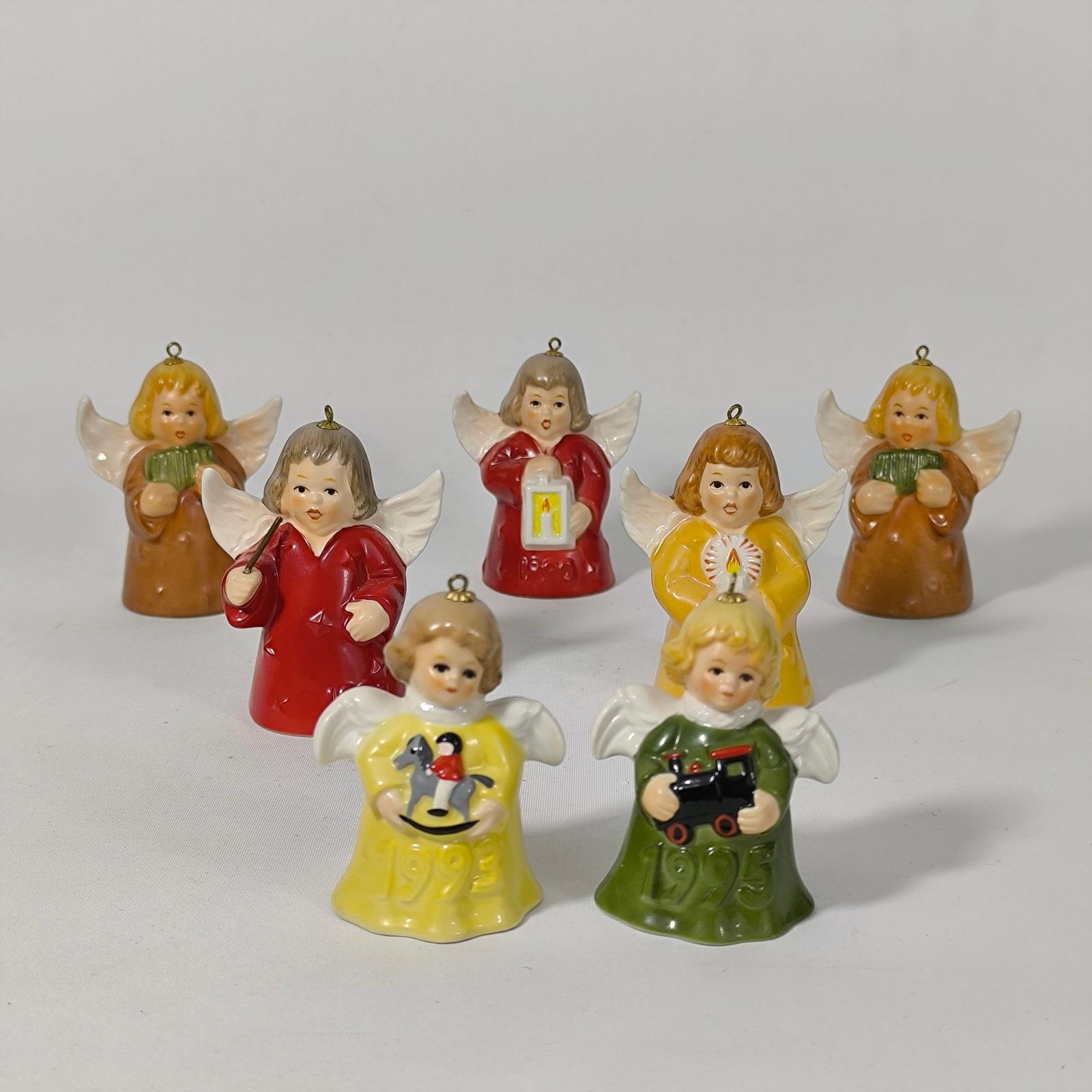 German Goebel Set of Seven Vintage Annual Angel Bells Christmas Tree Ornaments For Sale