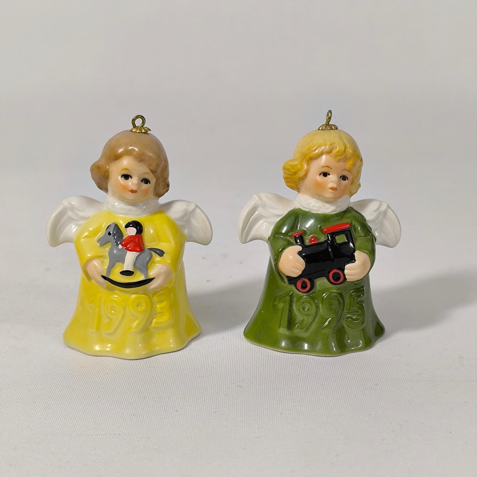 Hand-Painted Goebel Set of Seven Vintage Annual Angel Bells Christmas Tree Ornaments For Sale