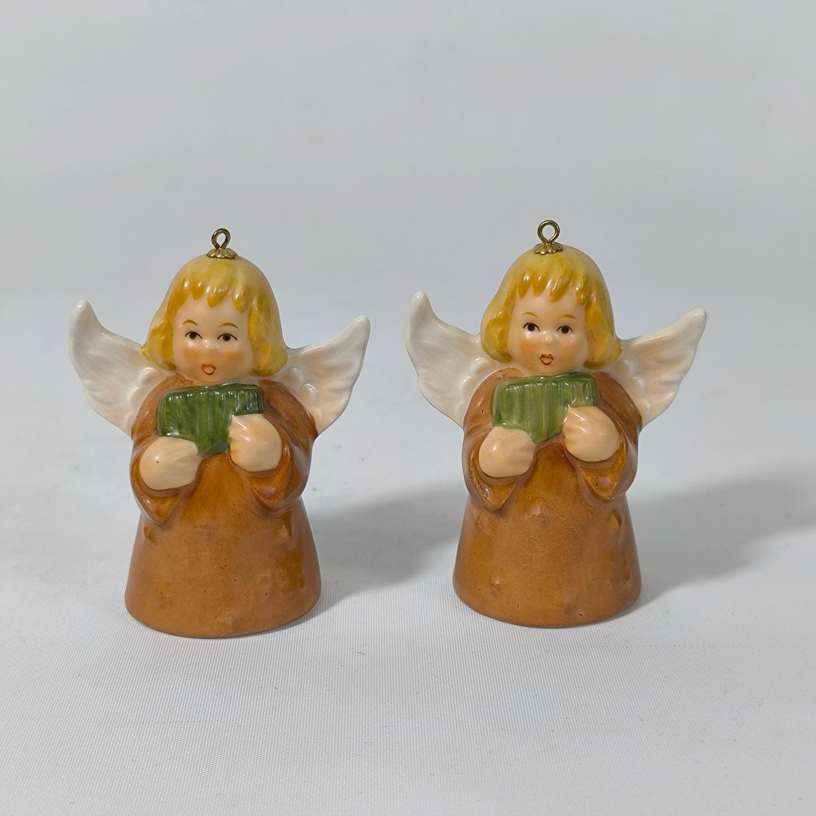 Porcelain Goebel Set of Seven Vintage Annual Angel Bells Christmas Tree Ornaments For Sale