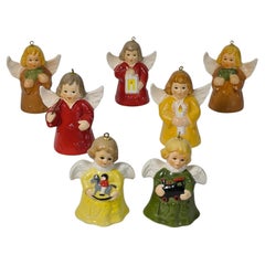 Goebel ensemble de sept ornements d'arbres de Noël anciens ornés de cloches d'anges