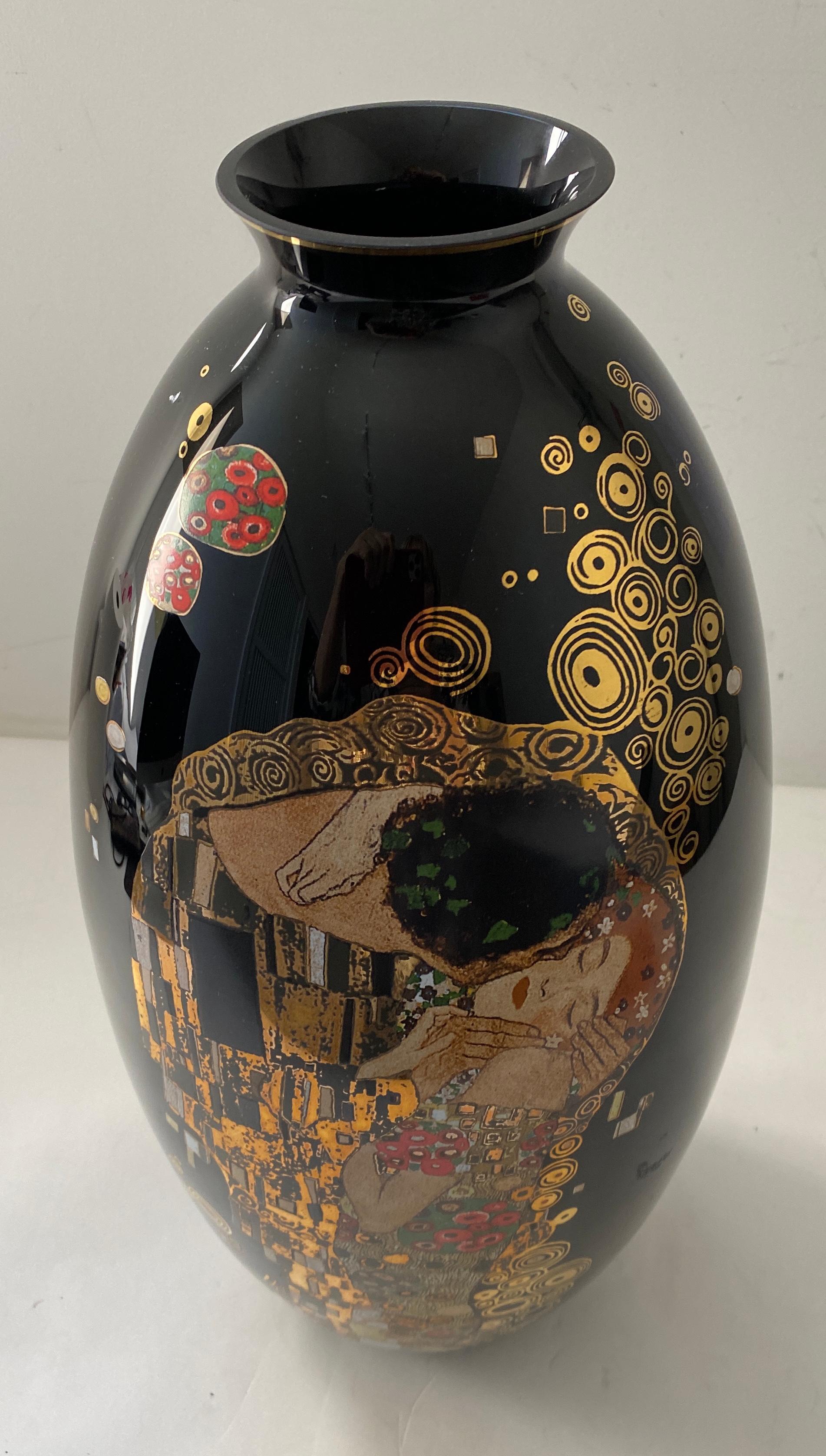 Art Deco Goebel Vase with Klimt The Kiss Motif For Sale