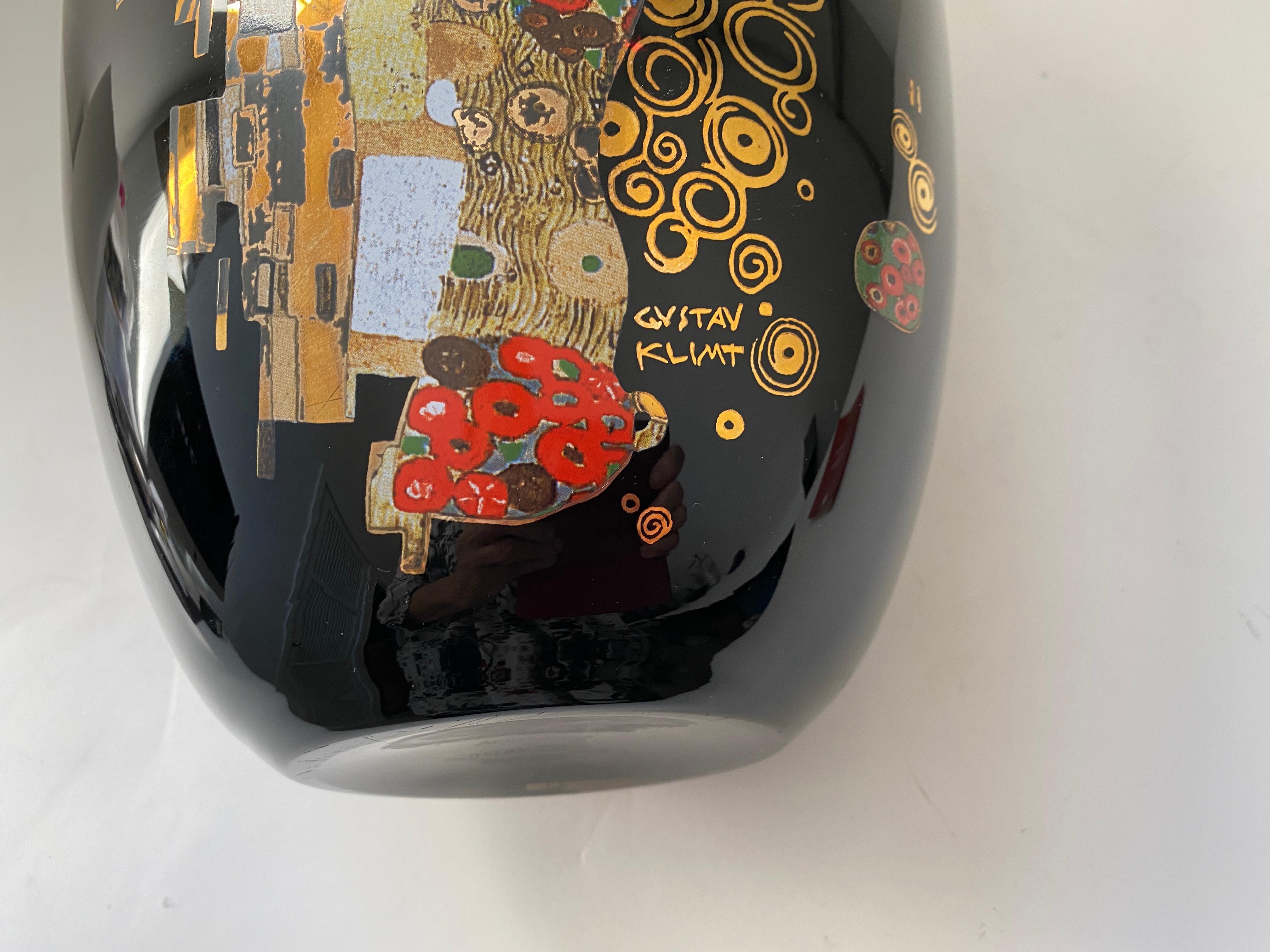 Hand-Crafted Goebel Vase with Klimt The Kiss Motif For Sale