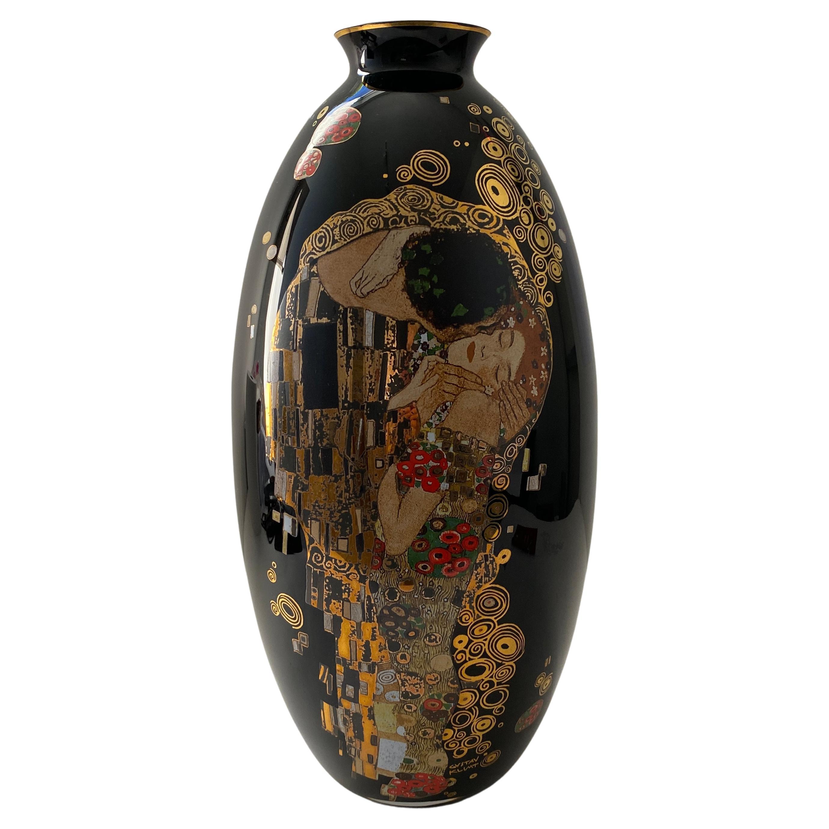 Goebel Vase with Klimt The Kiss Motif For Sale