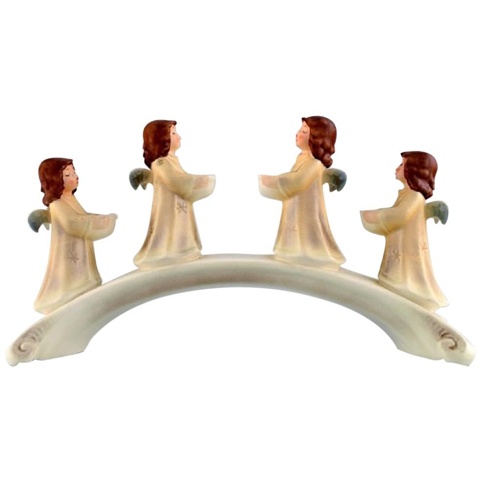 Goebel, West Germany, Advent Candleholder with Angels in Porcelain, Dated 1971