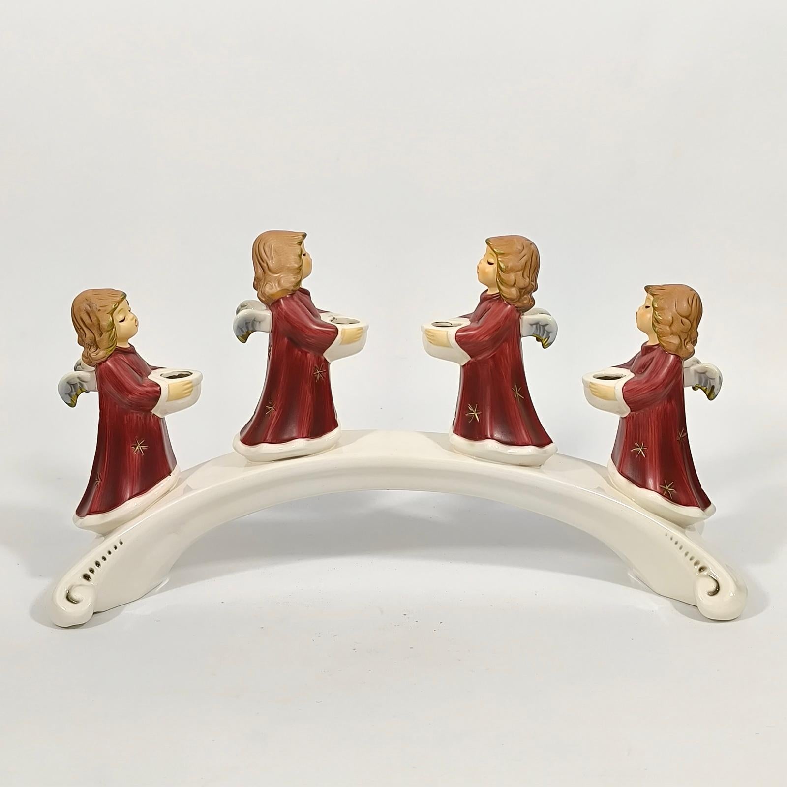 Late 20th Century Goebel, West Germany, Advent Candleholder with Angels in Porcelain, Dated 1971 For Sale