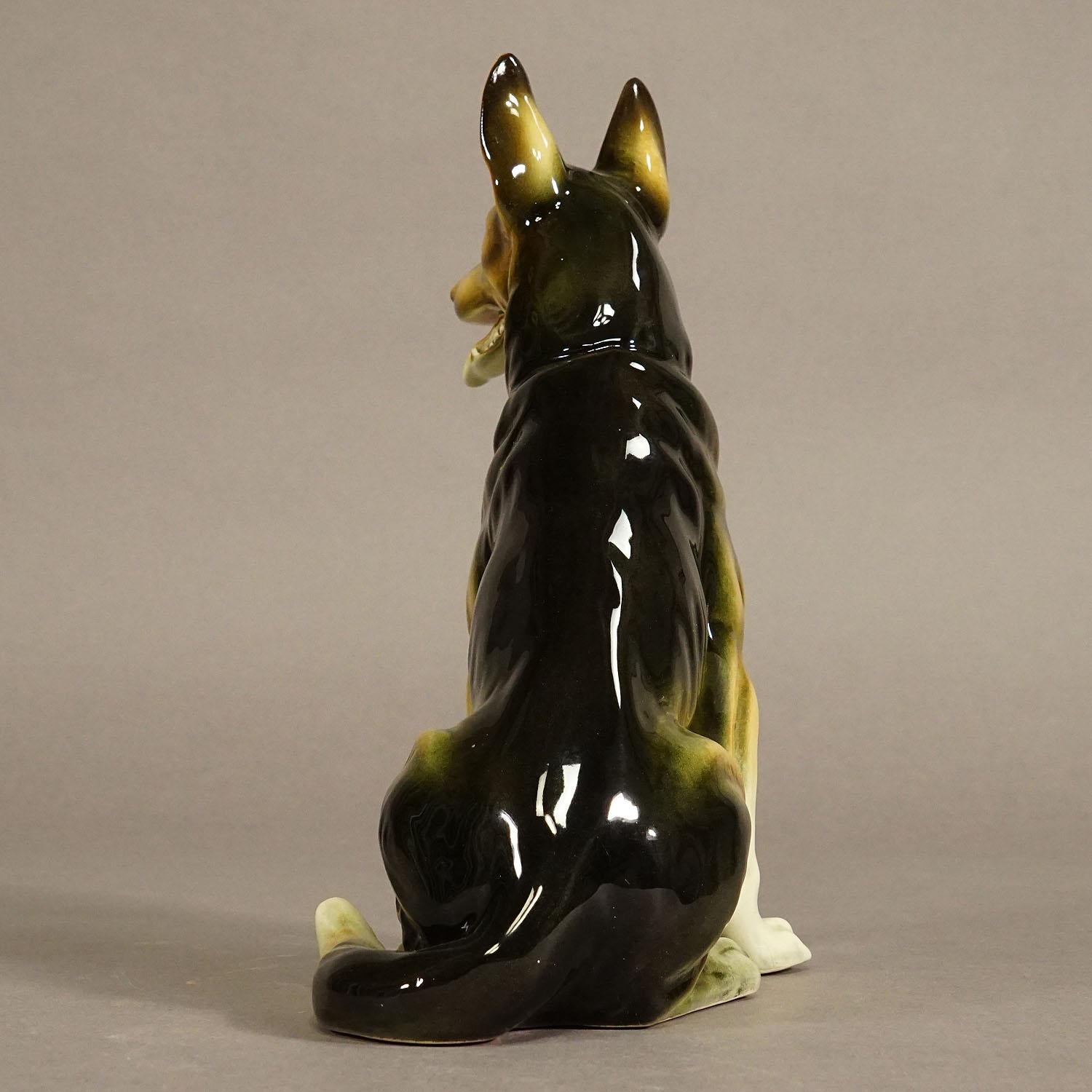 Black Forest Goeble Porcelain Figurine of a German Shepherd Dog