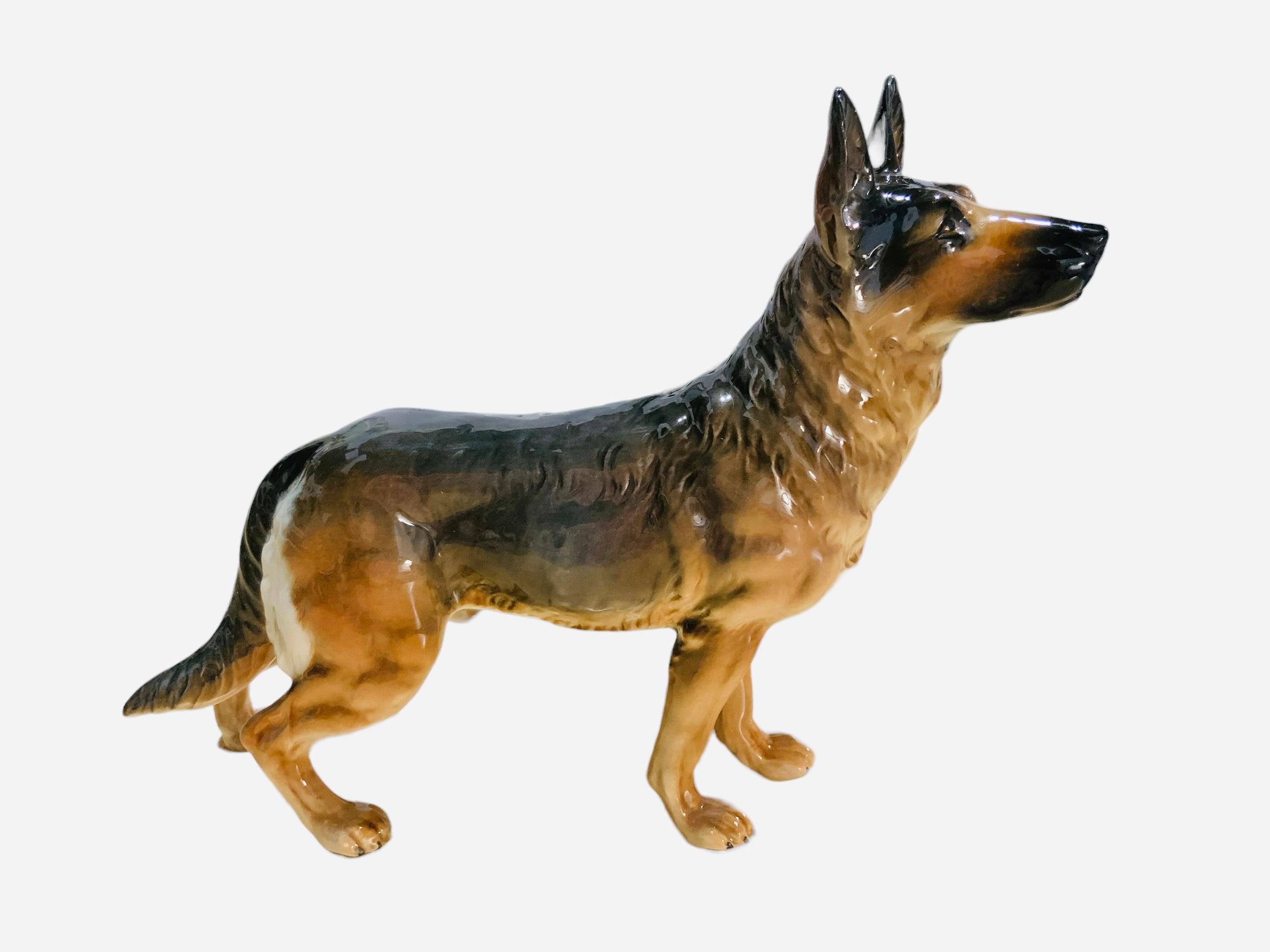 Molded Goeble Porcelain Figurine Of A German Shepherd Dog For Sale