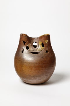 Goerges Martin 20th century design brown stoneware ceramic abstract vase  25 cm