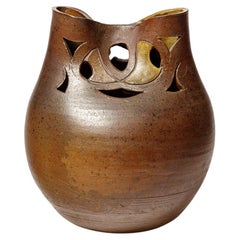 Goerges Martin 20th century design brown stoneware ceramic abstract vase  25 cm