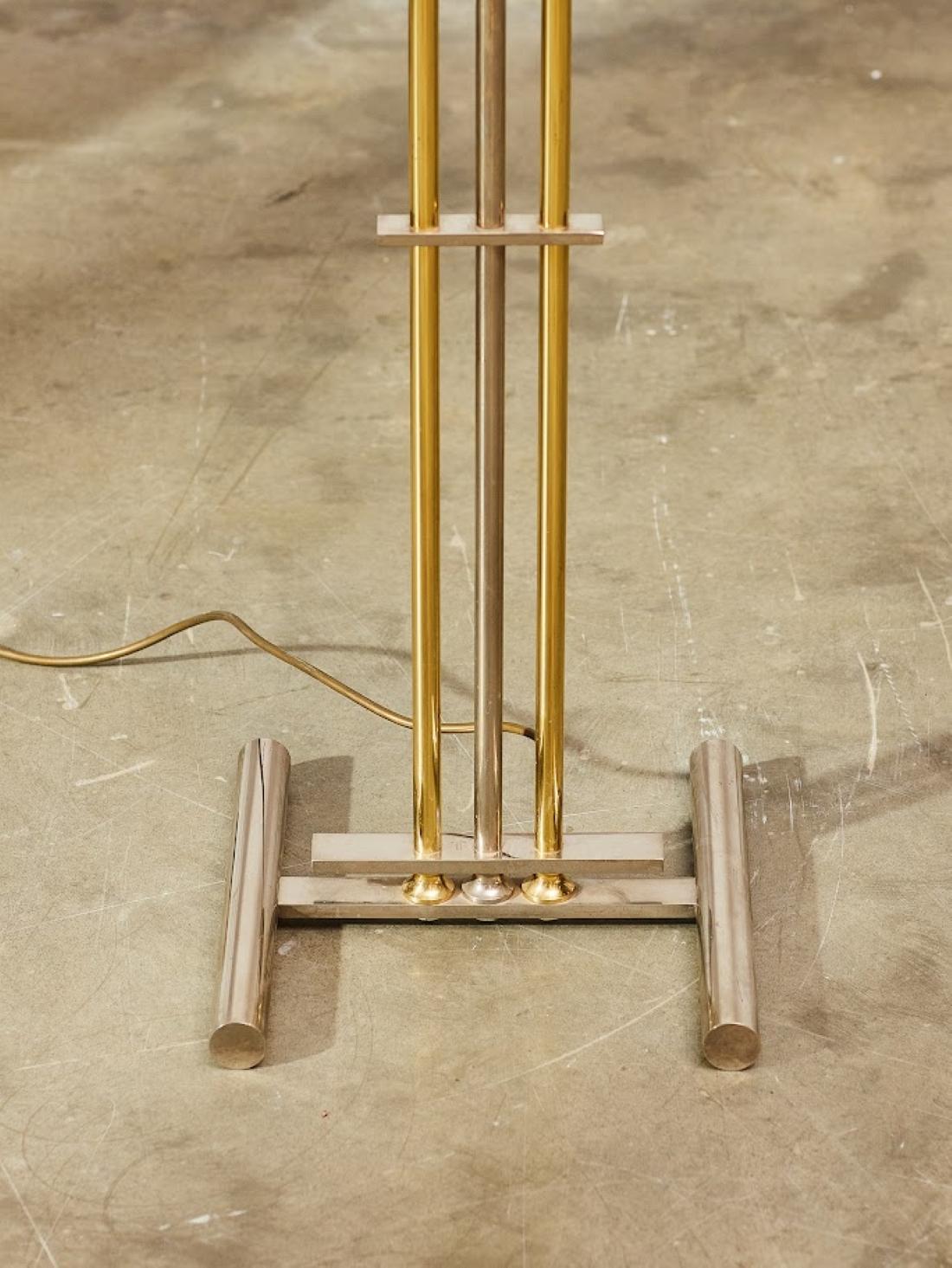 Hand-Crafted Goetz Chrome and Brass Adjustable Floor Lamp with Dimmer 1980s Germany