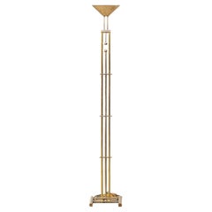 Goetz Chrome and Brass Adjustable Floor Lamp with Dimmer 1980s Germany