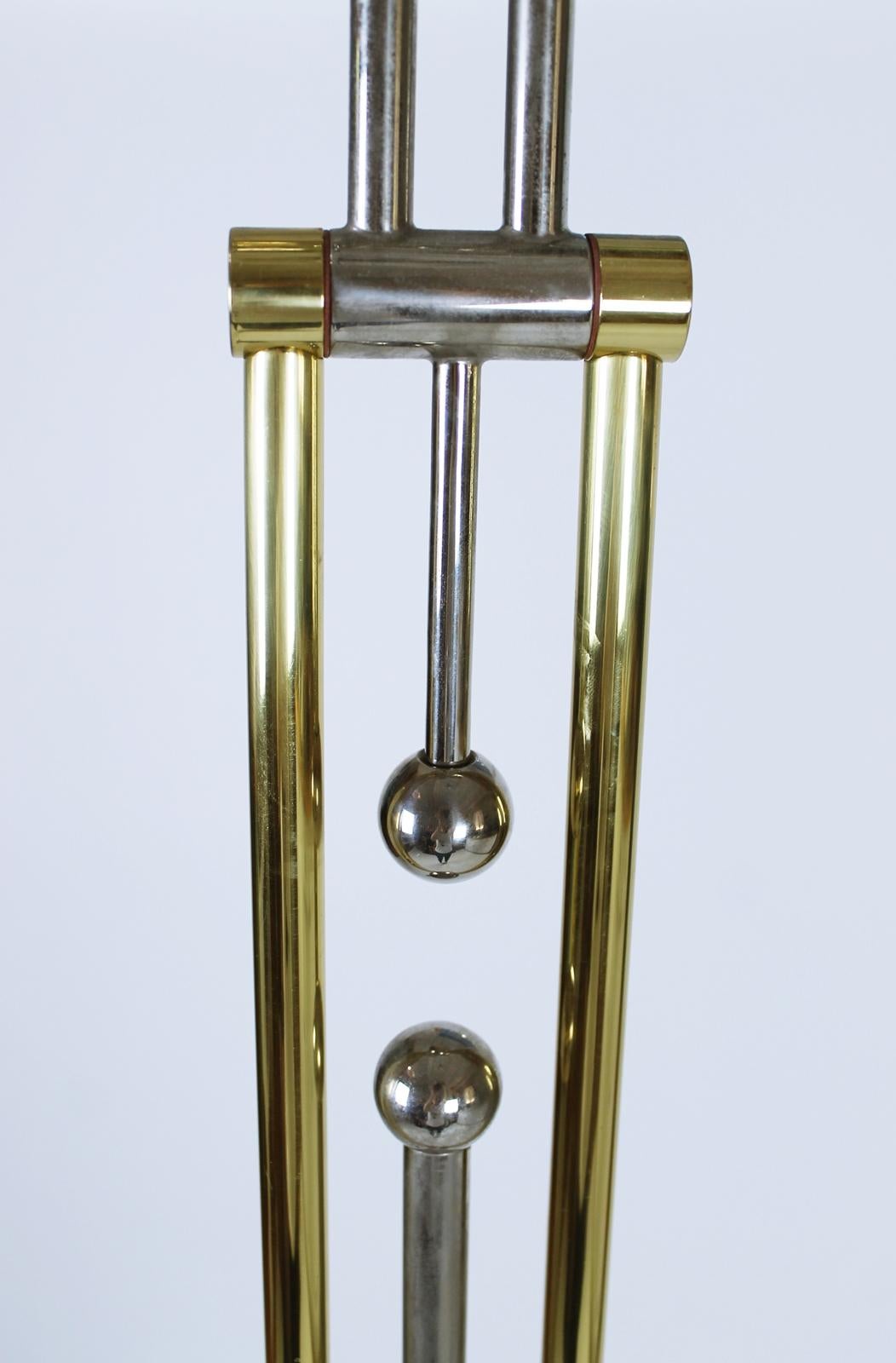 Goetz Chrome and Brass Adjustable Halogen Floor Lamp with Dimmer, Germany, 1970 For Sale 3