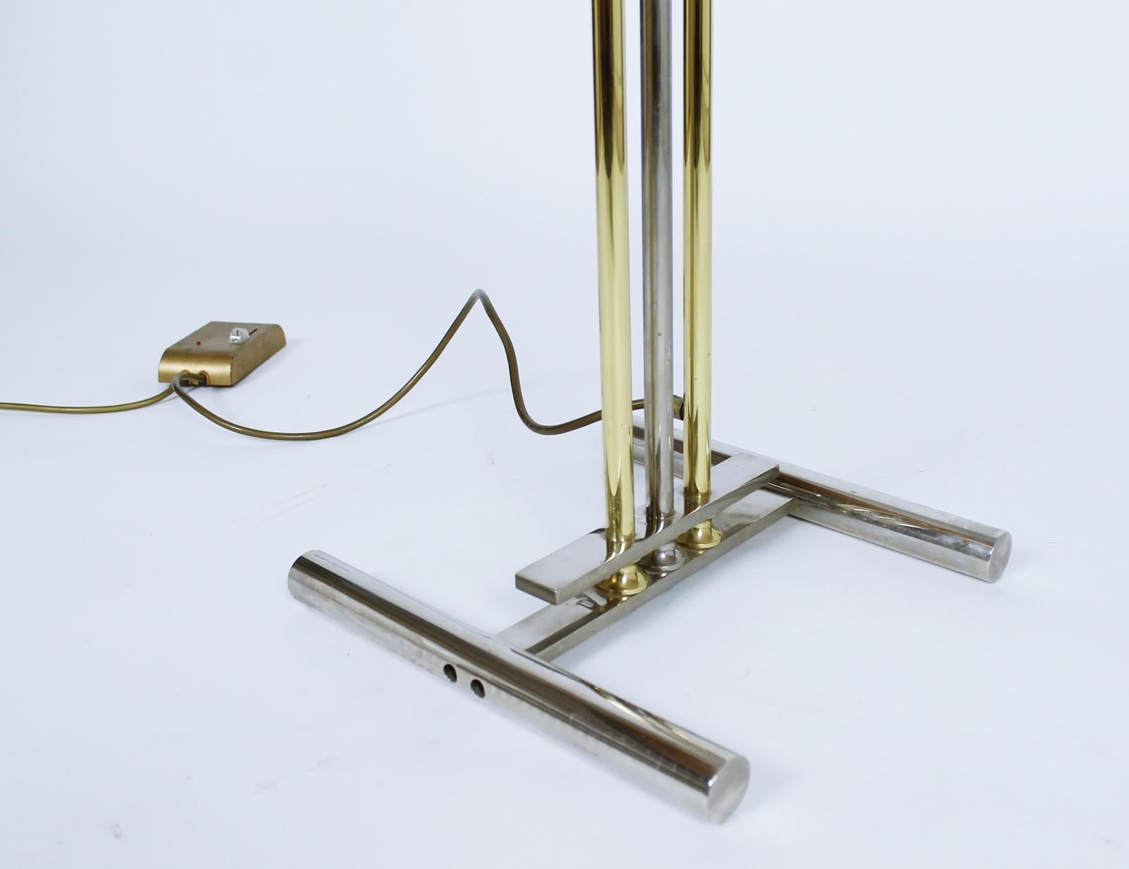 Goetz Chrome and Brass Adjustable Halogen Floor Lamp with Dimmer, Germany, 1970 For Sale 2