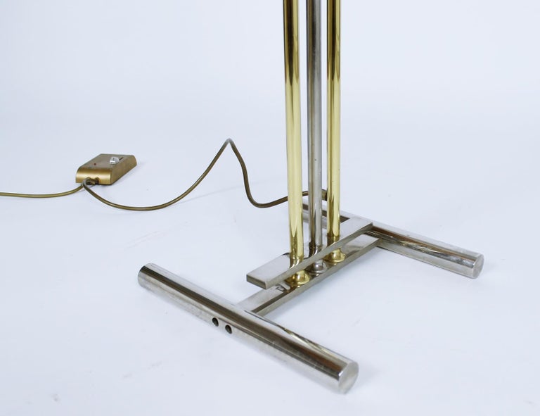 Goetz Chrome and Brass Adjustable Halogen Floor Lamp with Dimmer