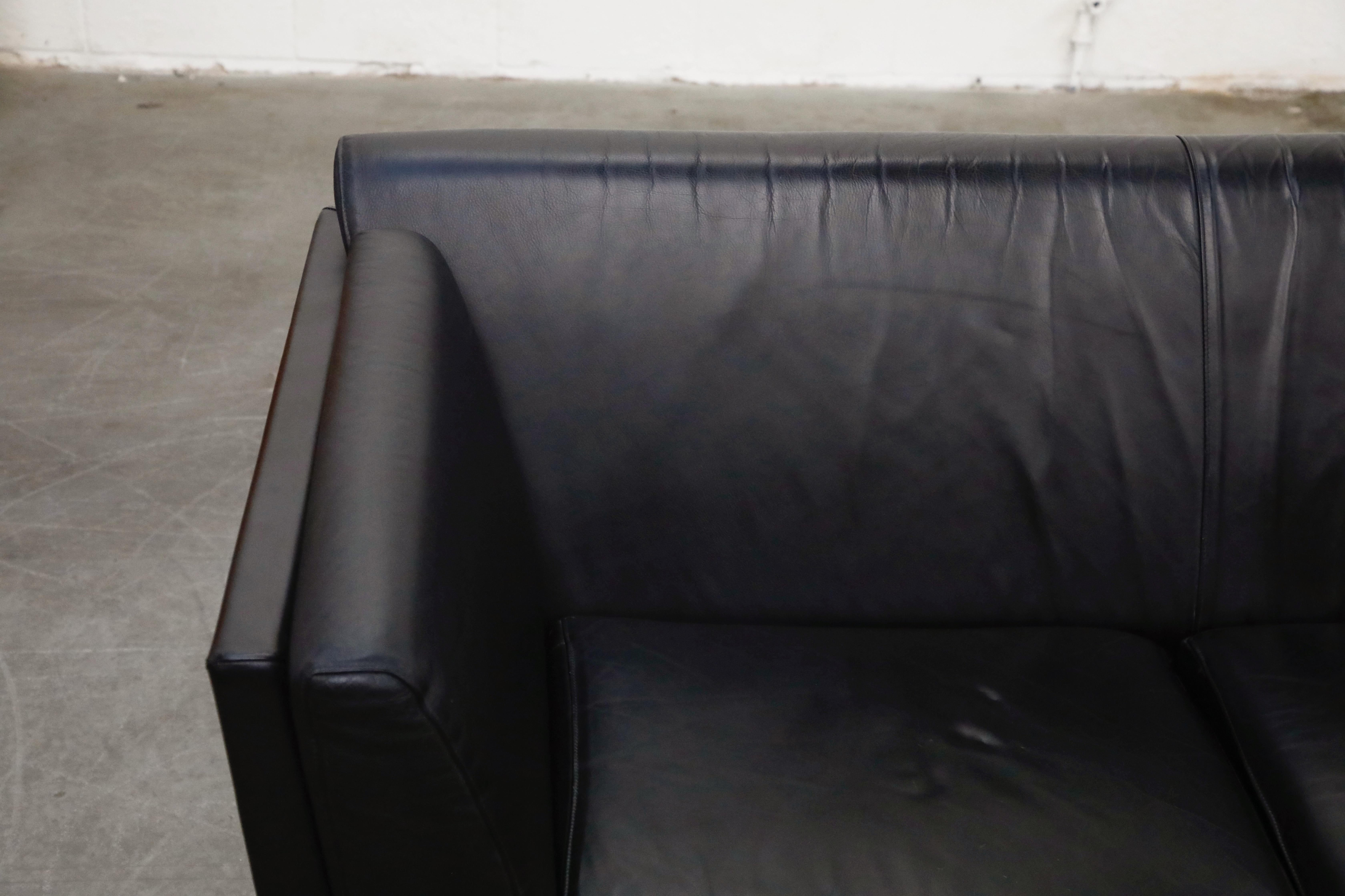 Goetz Sofa by Mark Goetz for Herman Miller in Walnut and Black Leather, Signed 2
