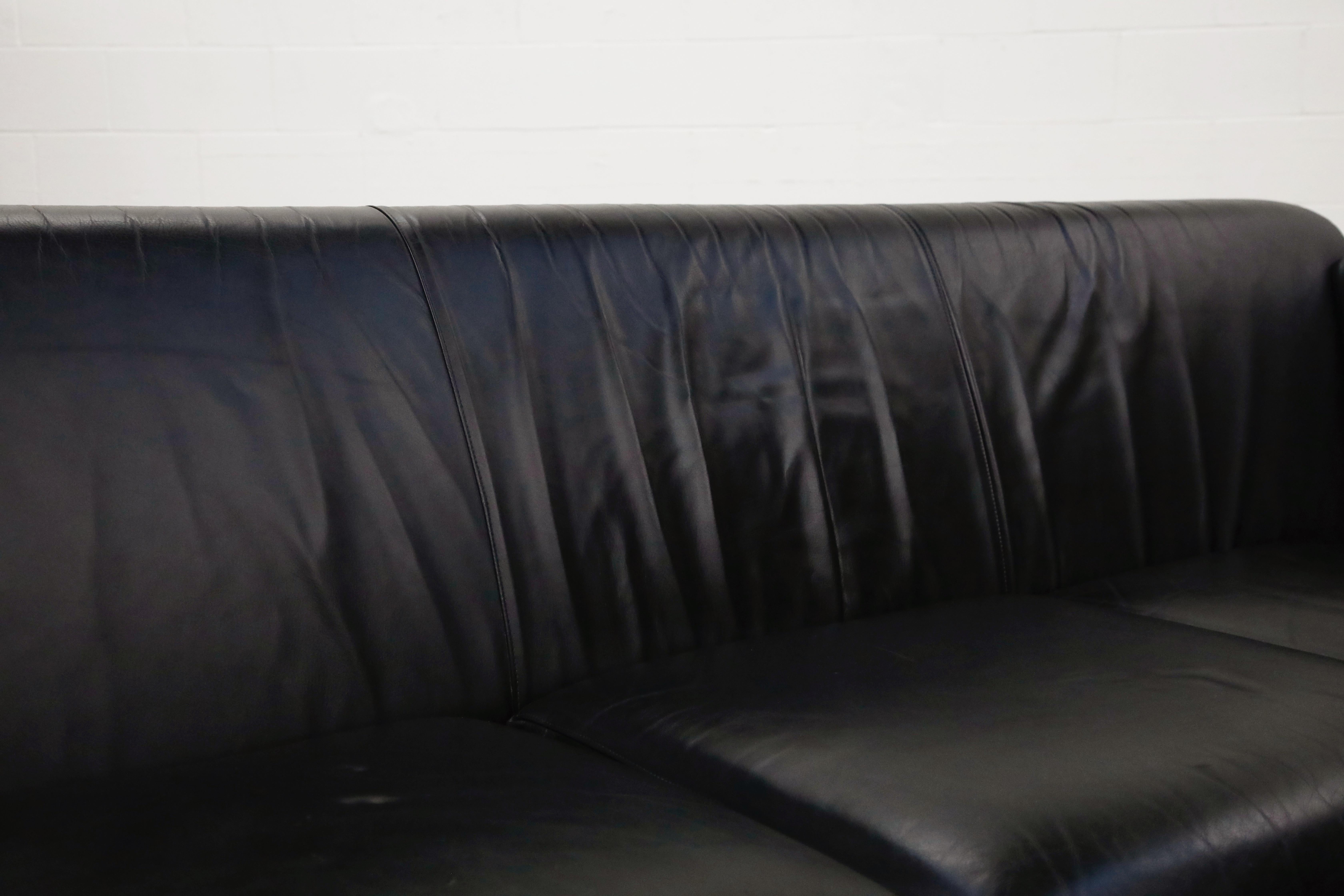 Goetz Sofa by Mark Goetz for Herman Miller in Walnut and Black Leather, Signed 5