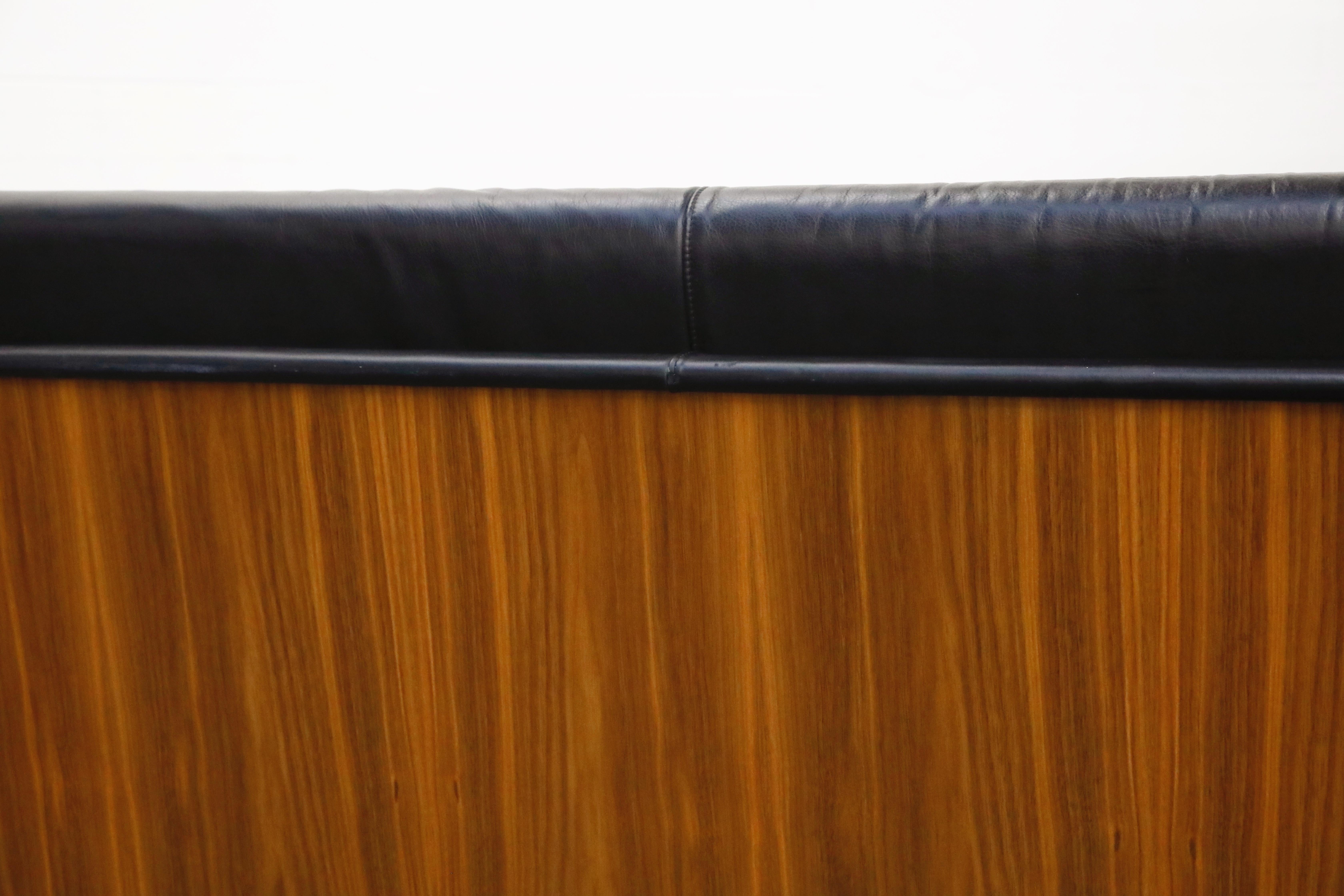 Goetz Sofa by Mark Goetz for Herman Miller in Walnut and Black Leather, Signed 11
