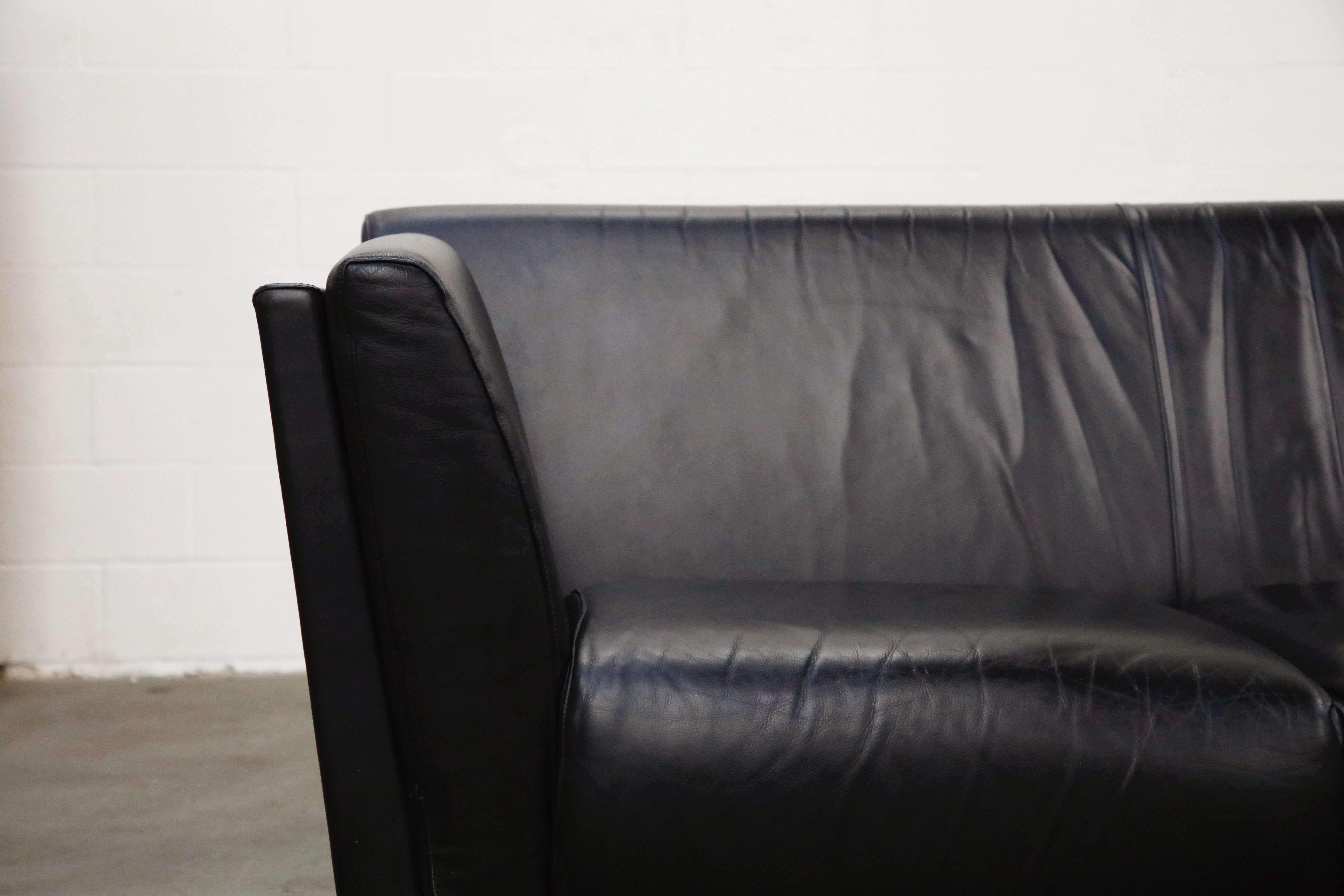 Late 20th Century Goetz Sofa by Mark Goetz for Herman Miller in Walnut and Black Leather, Signed