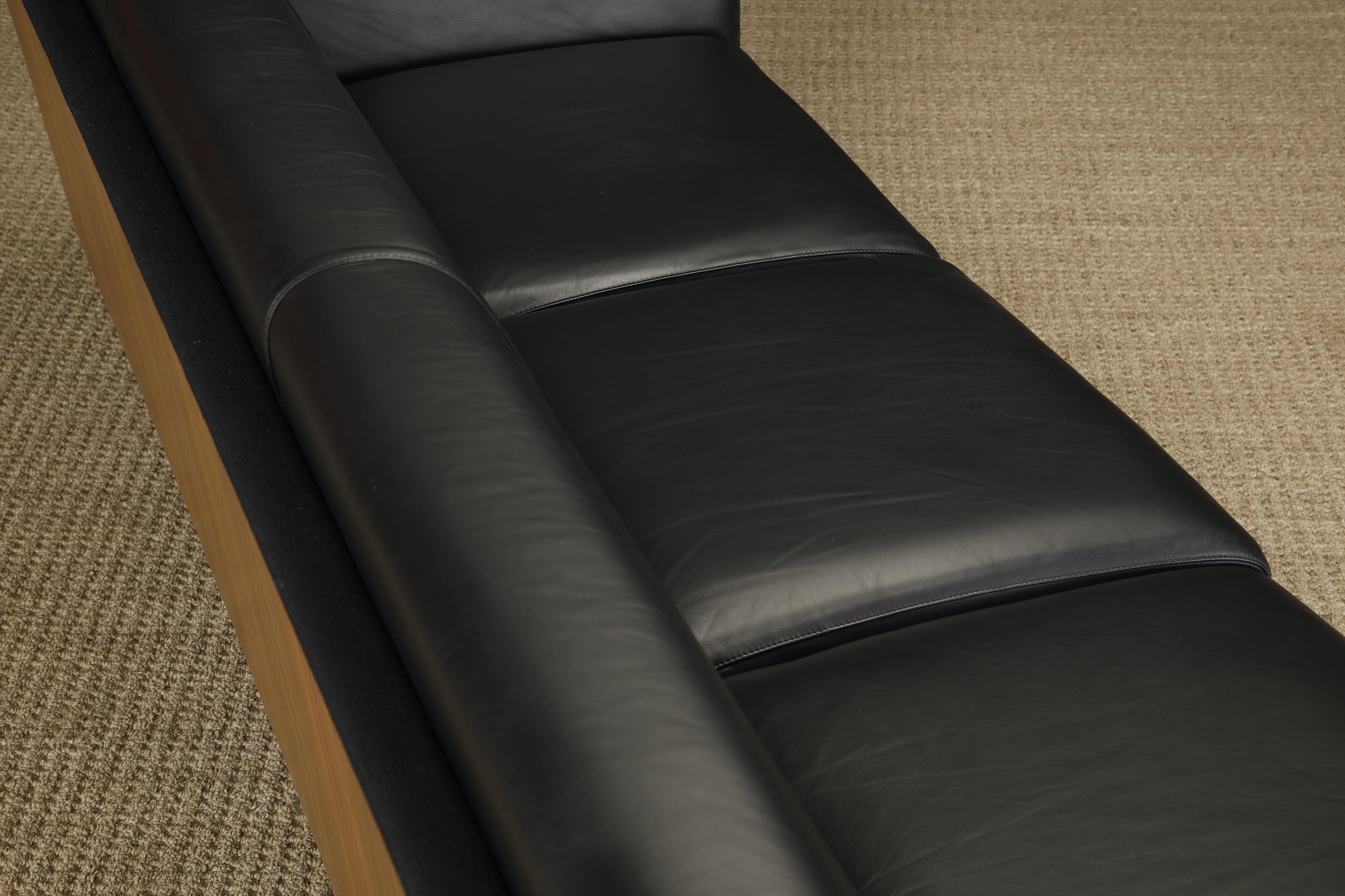 'Goetz' Walnut and Leather Case Sofa by Mark Goetz for Herman Miller, Signed 9
