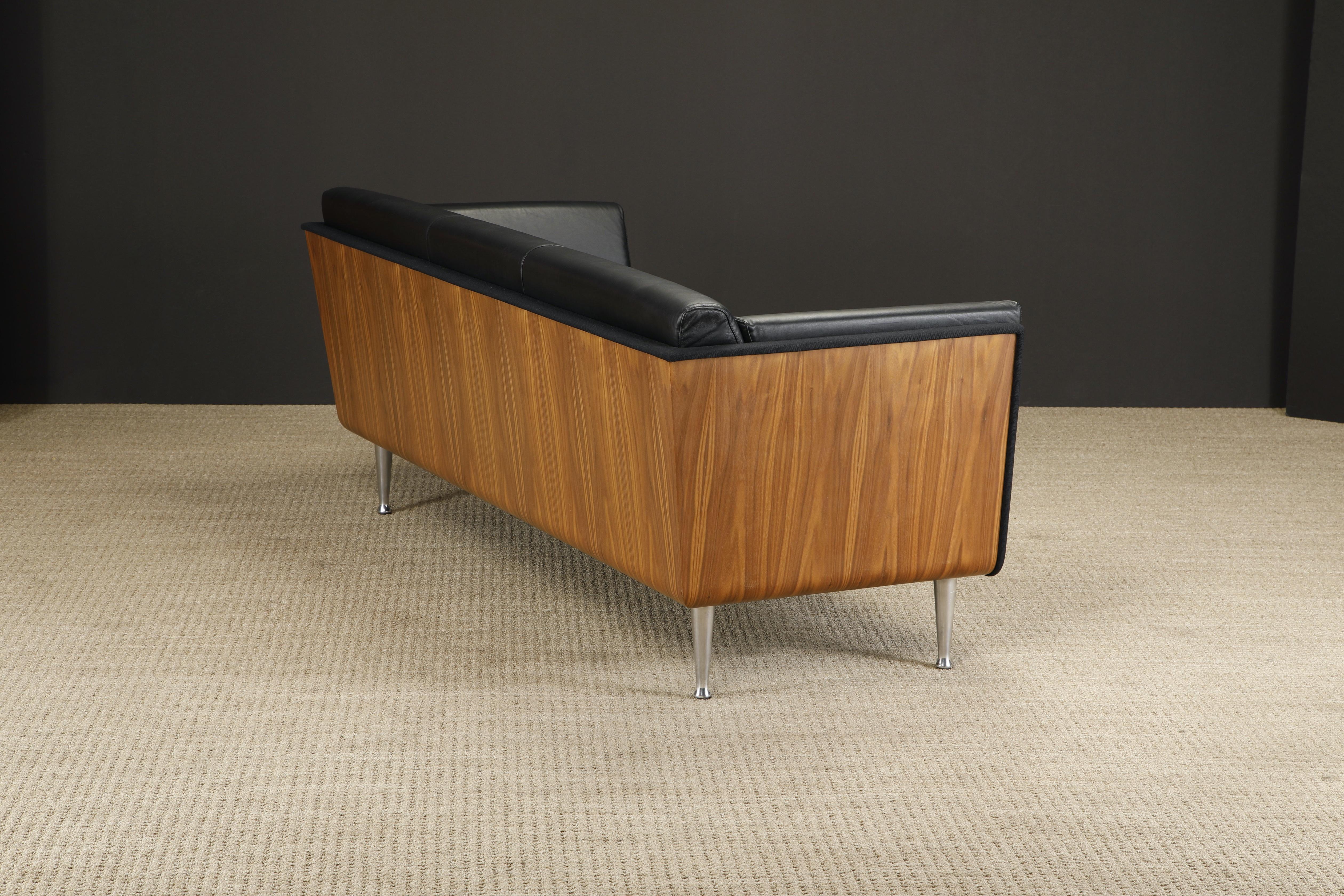 Modern 'Goetz' Walnut and Leather Case Sofa by Mark Goetz for Herman Miller, Signed
