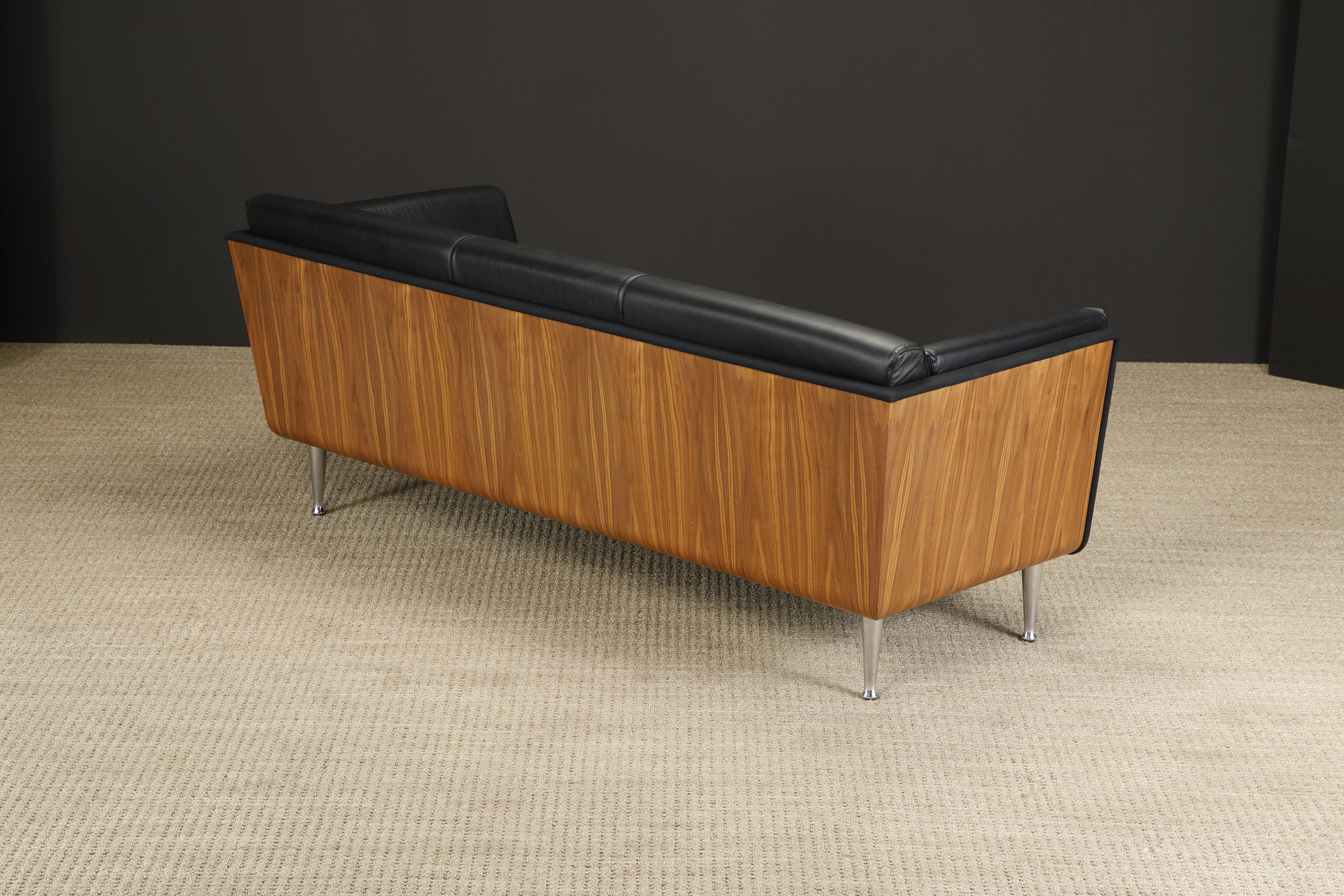 American 'Goetz' Walnut and Leather Case Sofa by Mark Goetz for Herman Miller, Signed