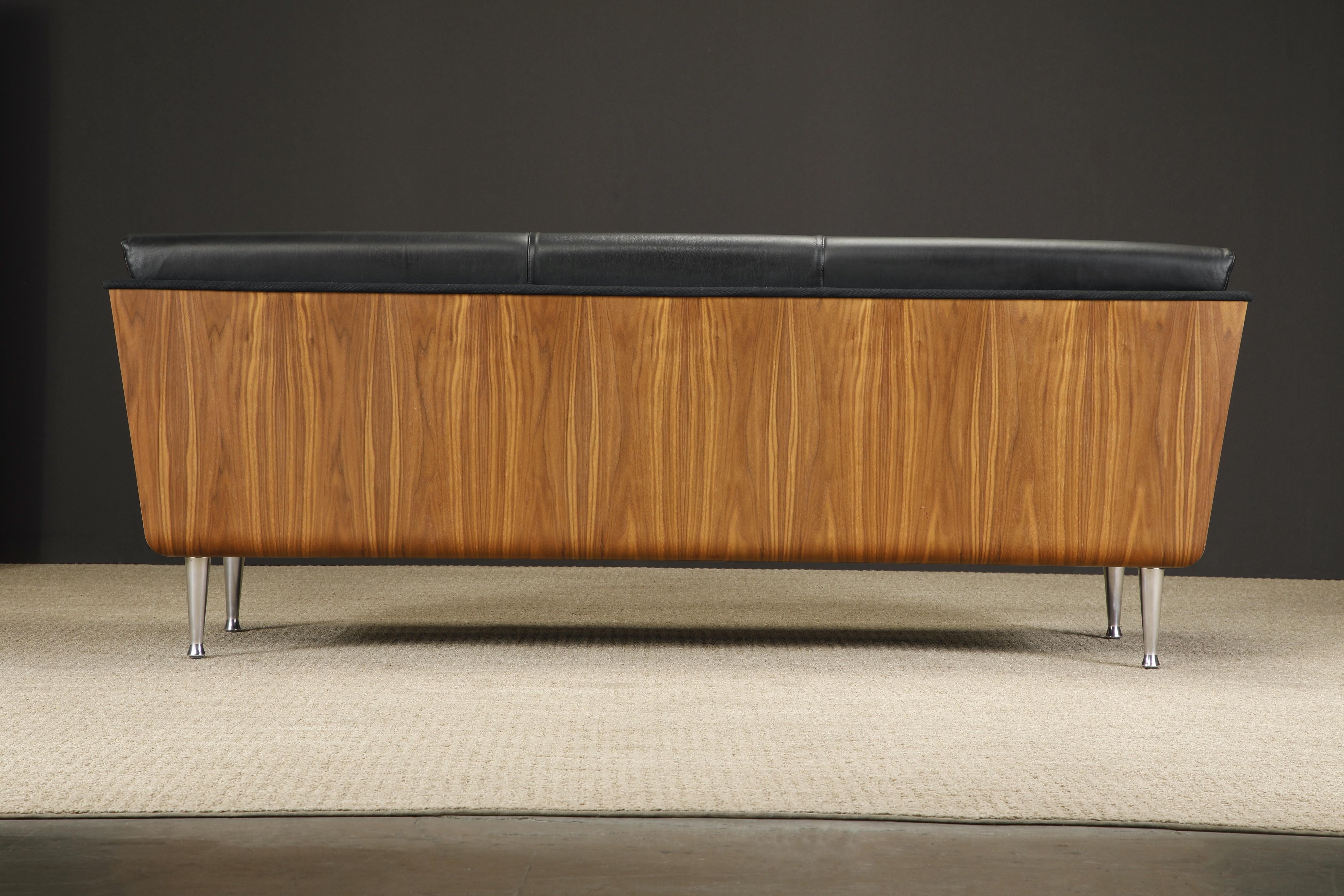'Goetz' Walnut and Leather Case Sofa by Mark Goetz for Herman Miller, Signed In Good Condition In Los Angeles, CA