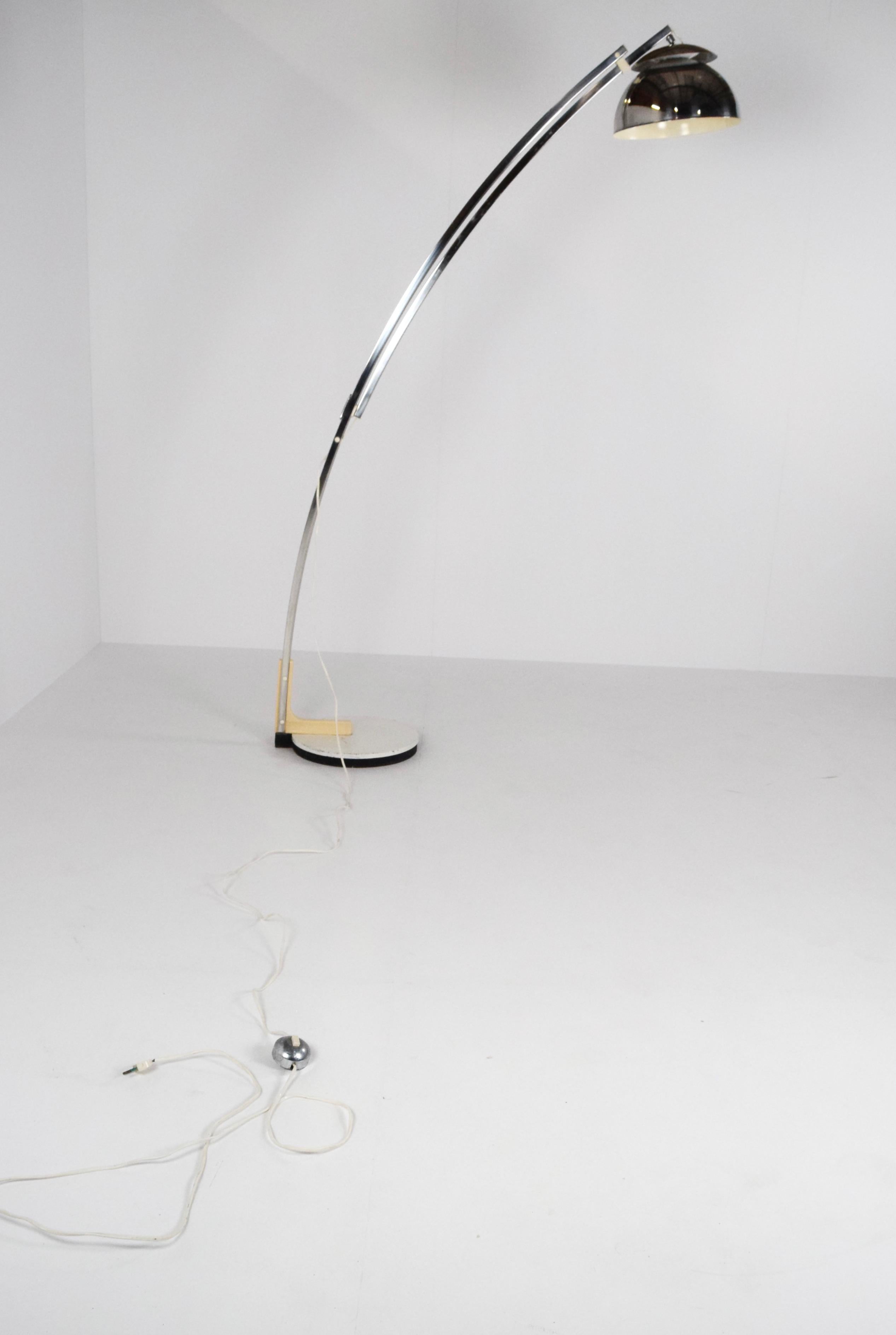 Mid-Century Modern Goffredo Reggiani Adjustable Chrome Arc Floor Lamp, Italy, 1970s For Sale