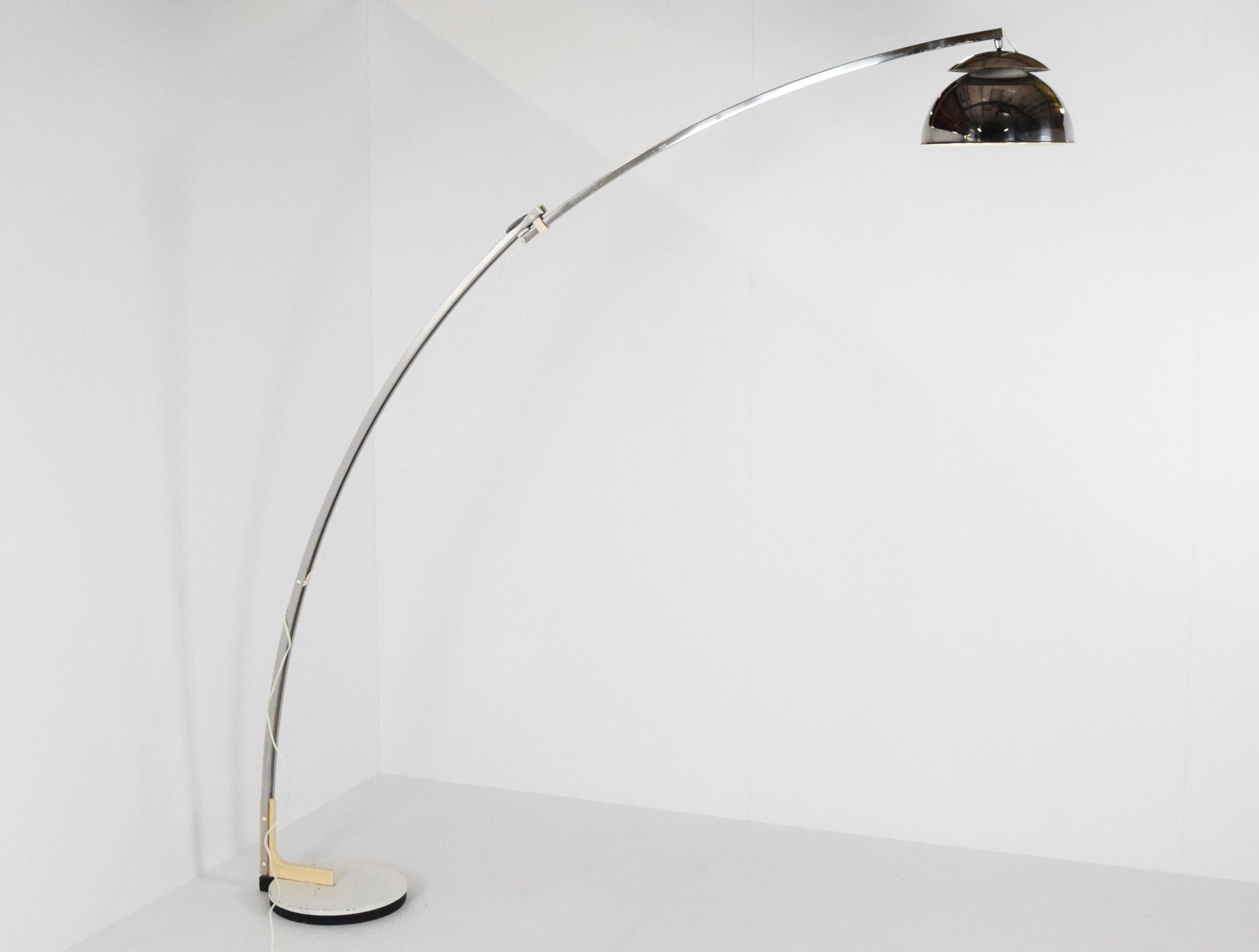 Italian Goffredo Reggiani Adjustable Chrome Arc Floor Lamp, Italy, 1970s For Sale