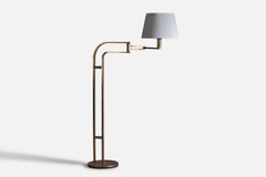 Goffredo Reggiani, Adjustable Floor Lamp, Brass, Fabric, Italy, 1970s