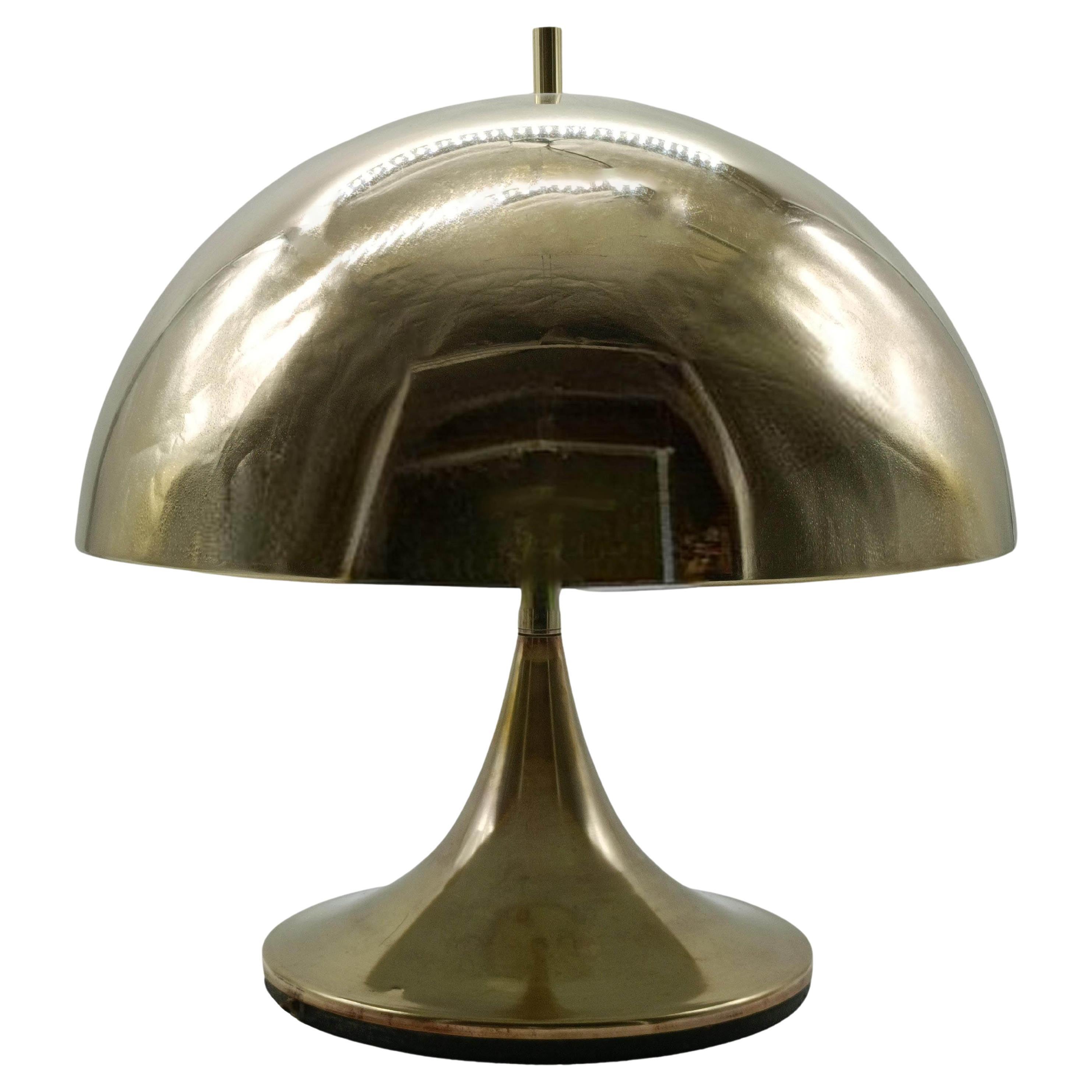 Goffredo Reggiani Attrib. Lampada da Tavolo a Fungo in Ottone, Italia 1970s