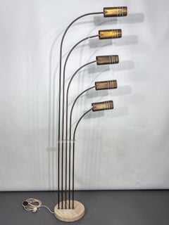 Goffredo Reggiani attributed. Floor lamp in brass and travertine. Italy 1960s