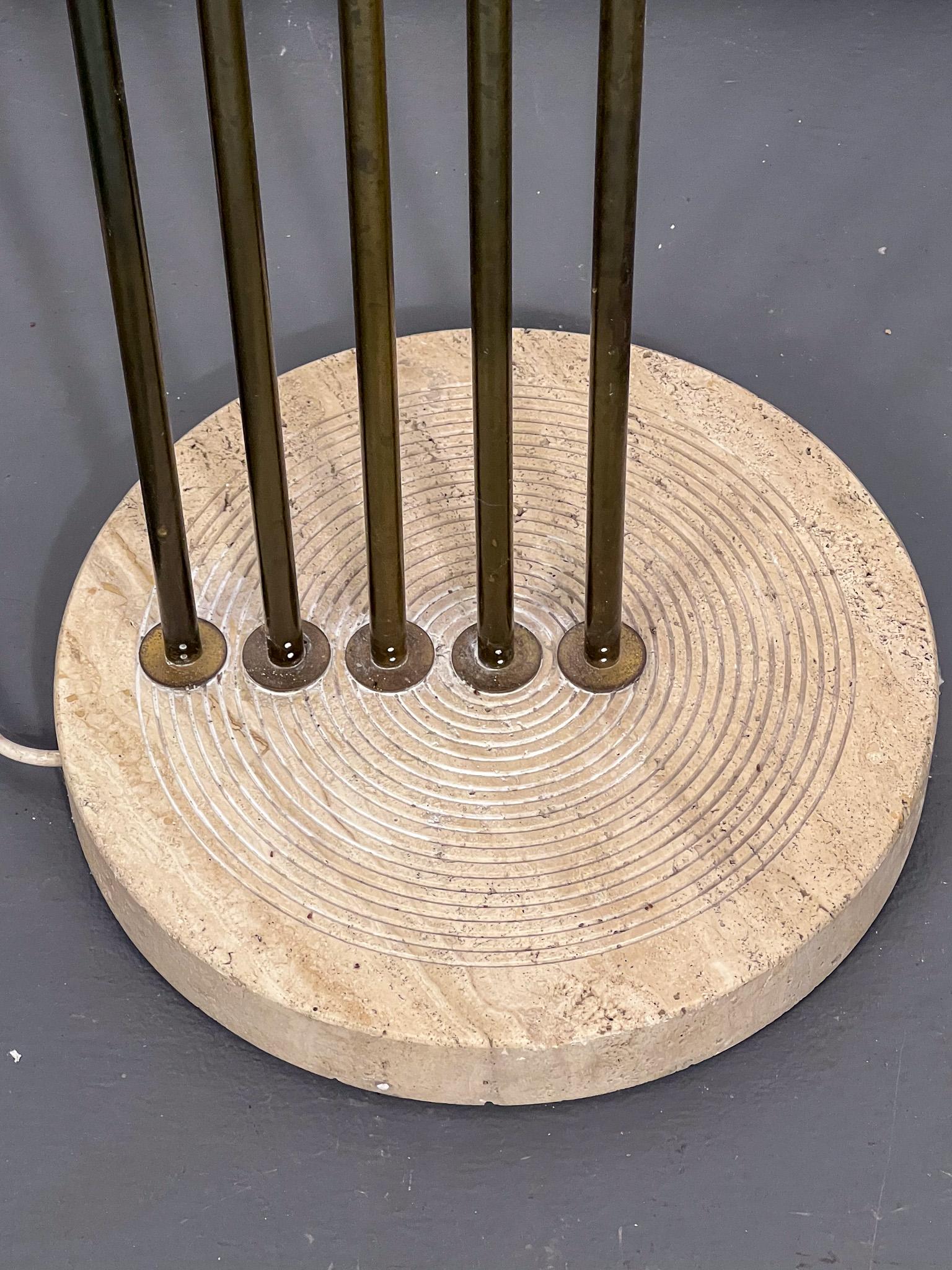 Brass Goffredo Reggiani attributed. Floor lamp in brass and travertine. Italy 1960s For Sale