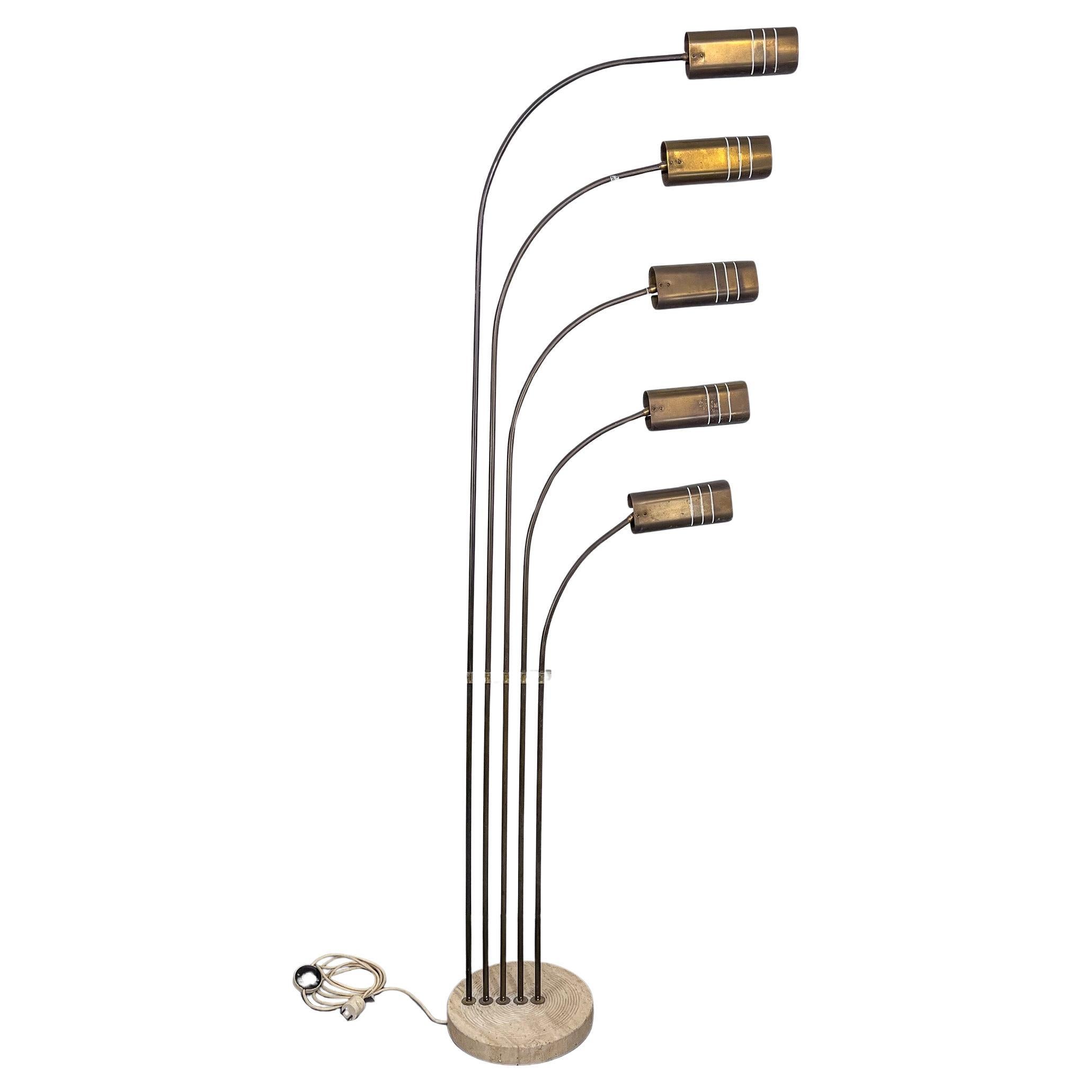 Goffredo Reggiani attributed. Floor lamp in brass and travertine. Italy 1960s For Sale