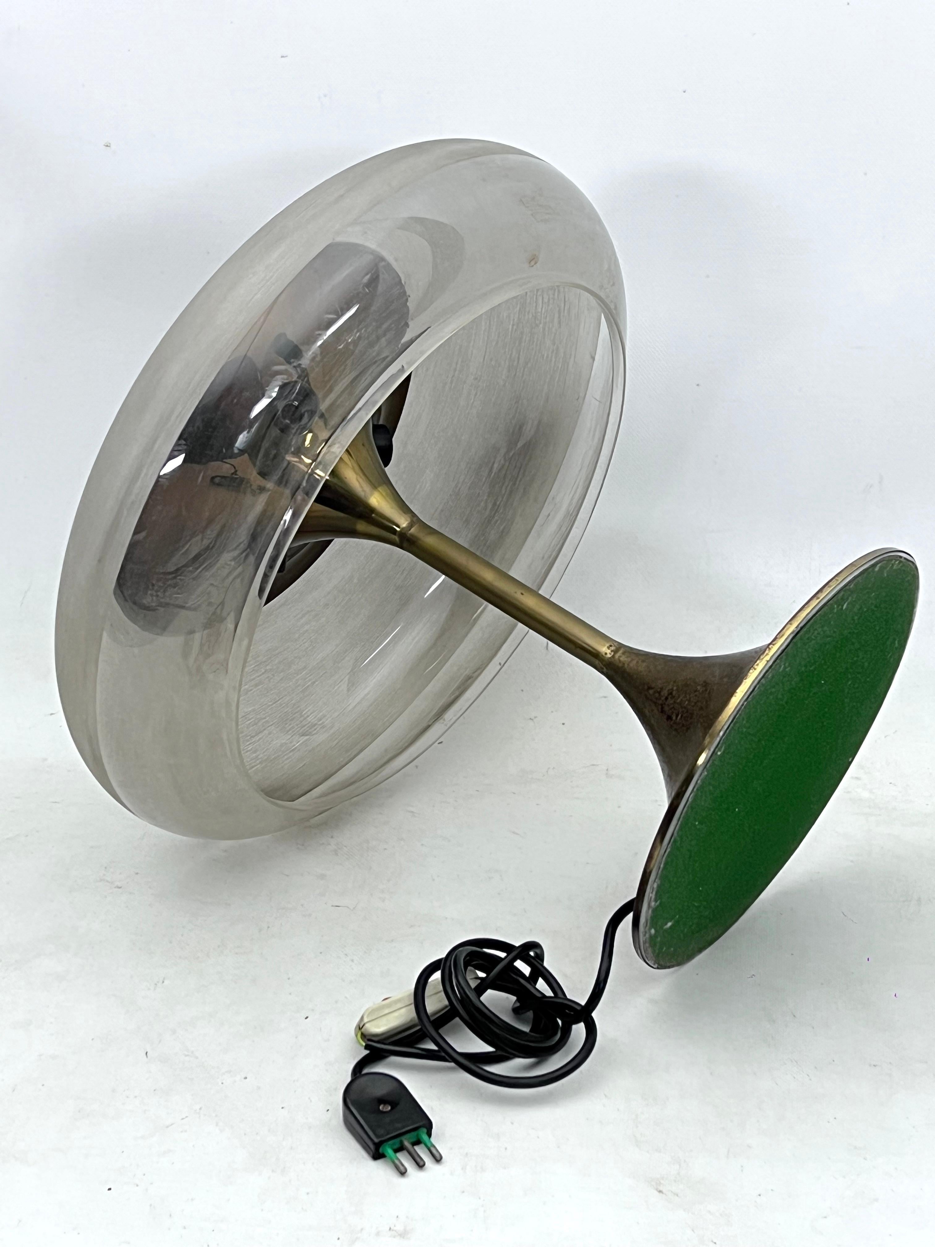 Goffredo Reggiani Brass and Acrylic Shade Table Lamp. Italy 1960s 1