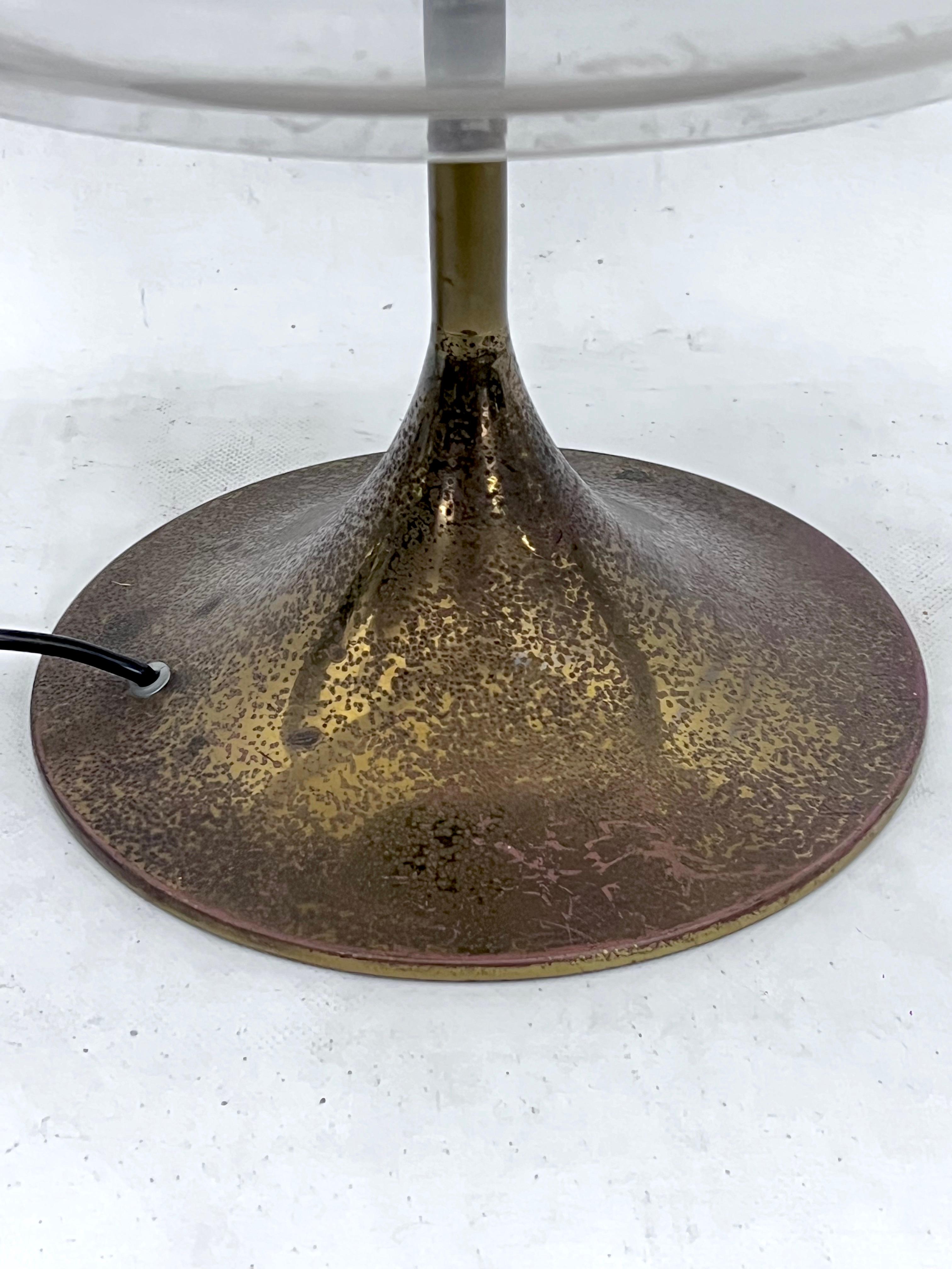 Goffredo Reggiani Brass and Acrylic Shade Table Lamp. Italy 1960s 2