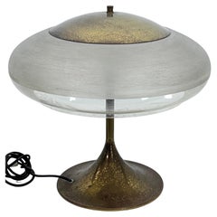 Goffredo Reggiani Brass and Acrylic Shade Table Lamp. Italy 1960s