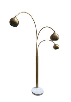 Goffredo Reggiani Brass and Marble Floor Lamp, Italy 1970s