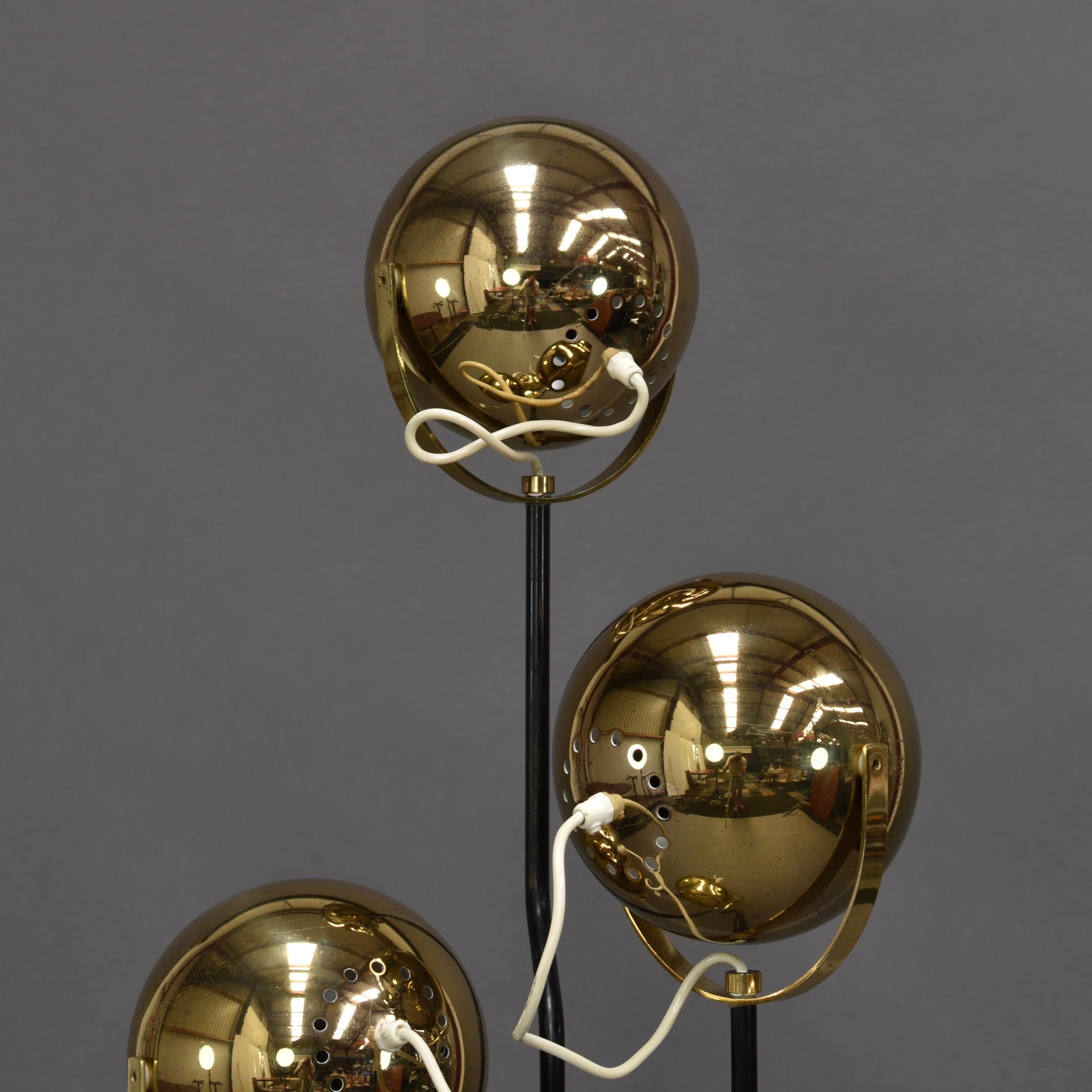 Metal Goffredo Reggiani Brass Globe Floor Lamp, Italy, circa 1970