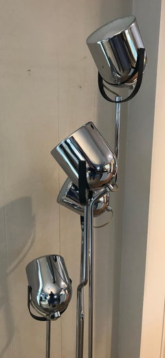 Goffredo Reggiani Chrome Floor Lamp with Four Spotlights, Italy, 1970s