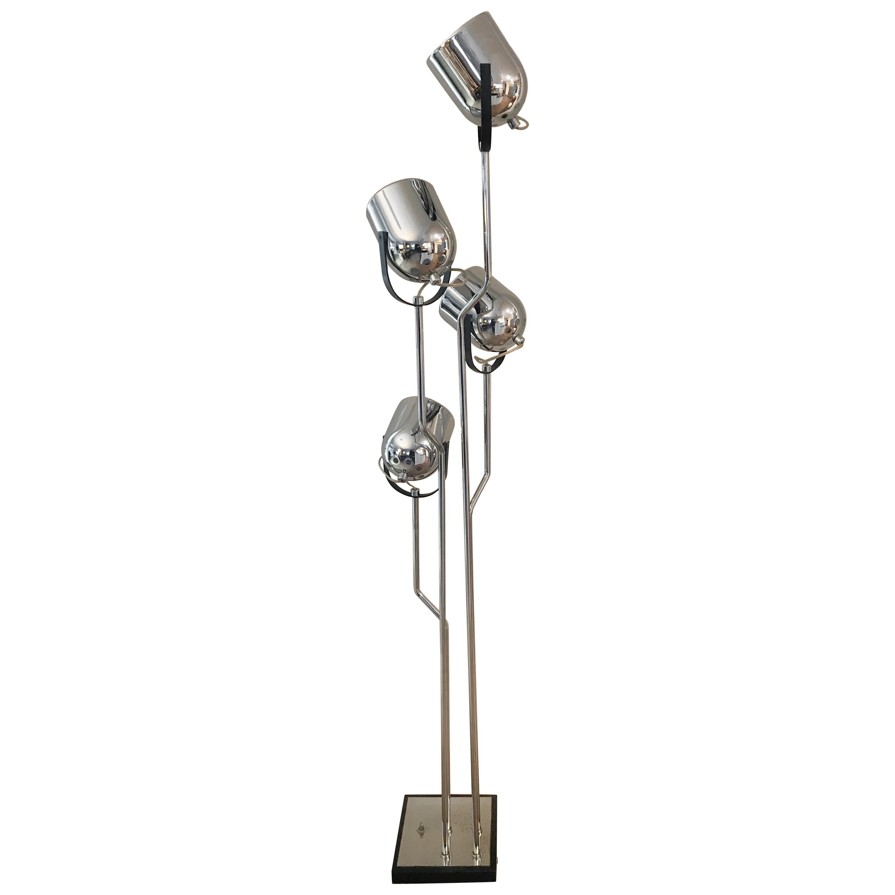 Goffredo Reggiani Chrome Floor Lamp with Four Spotlights, Italy, 1970s