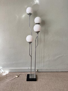 Goffredo Reggiani Chrome Opaline Multi Globe Floor Lamp Italy 1970s