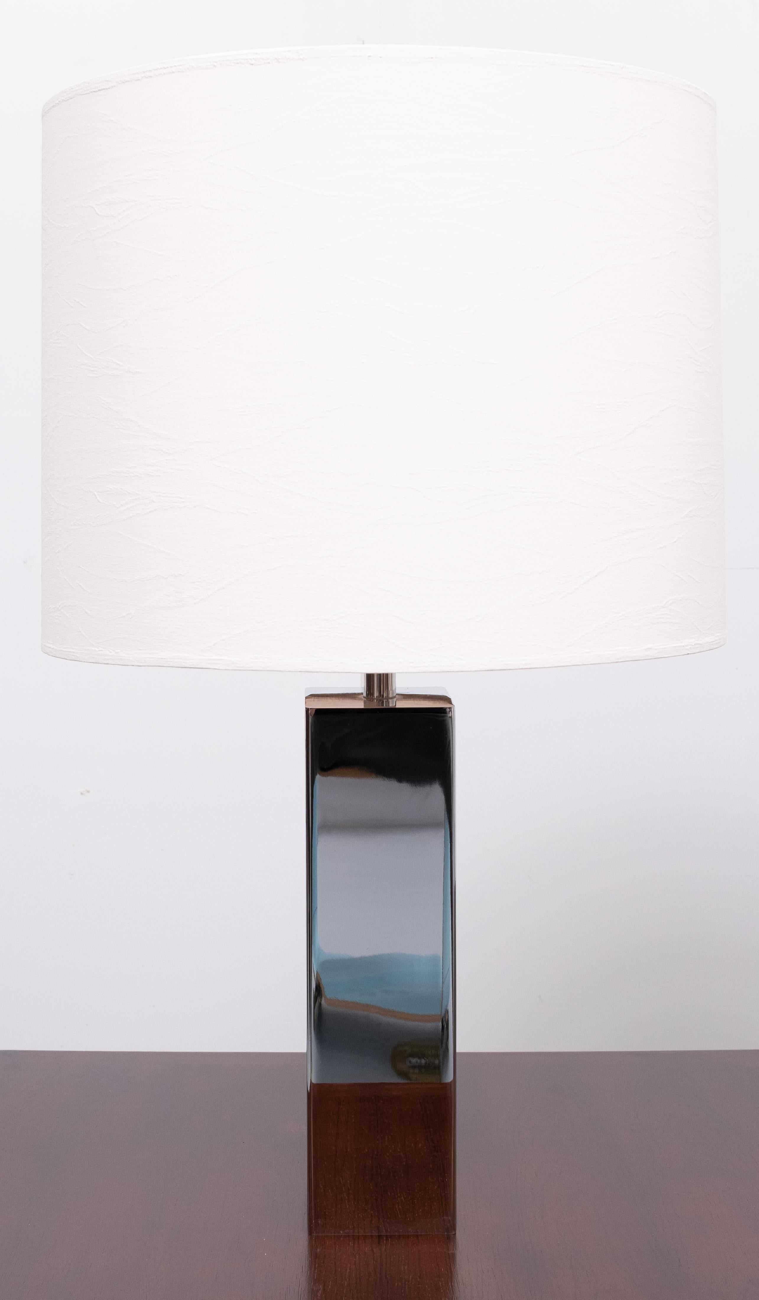 Goffredo Reggiani Chrome Square Table Lamps, Italy, 1960s For Sale 3