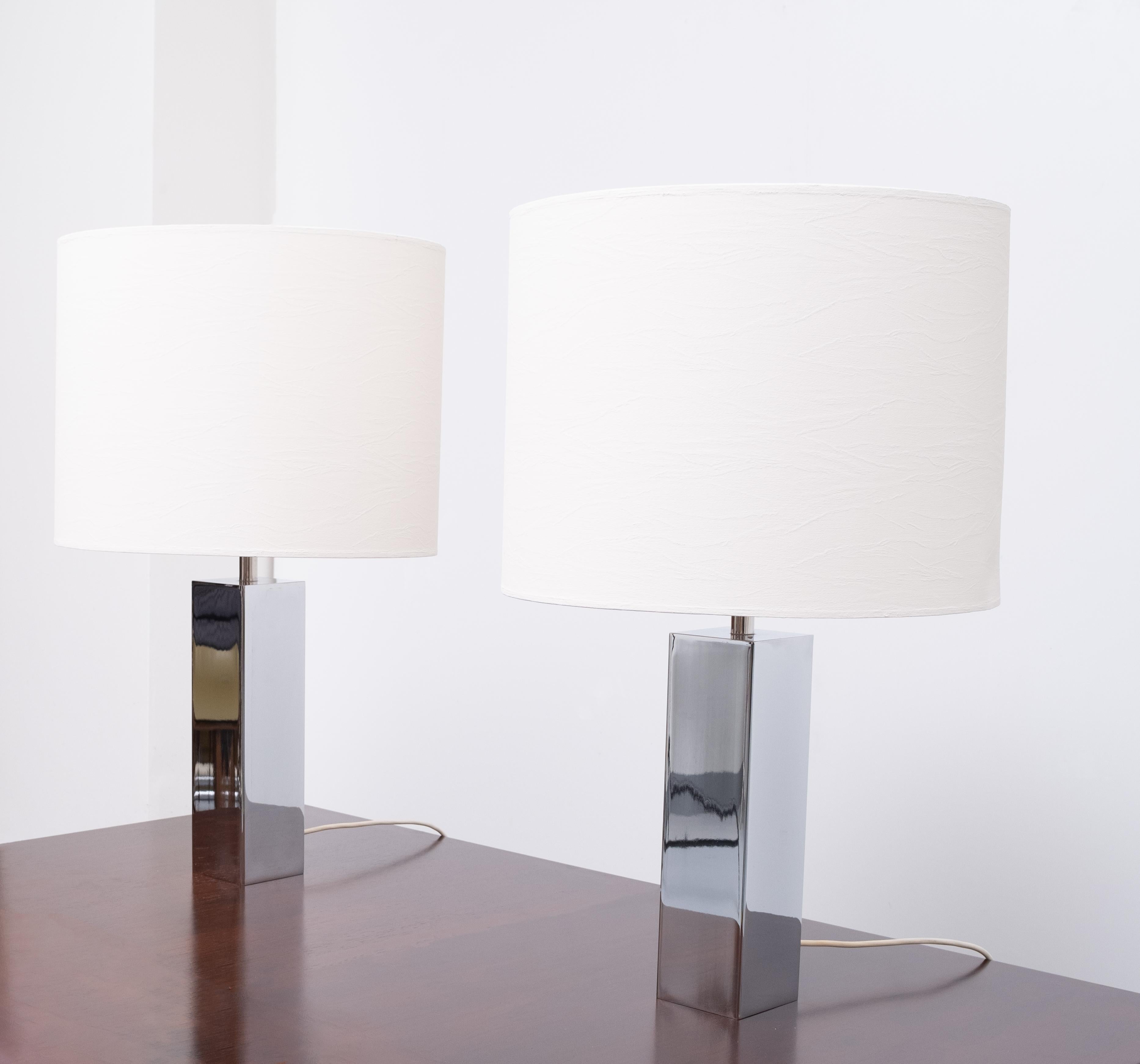 Goffredo Reggiani Chrome Square Table Lamps, Italy, 1960s For Sale 5