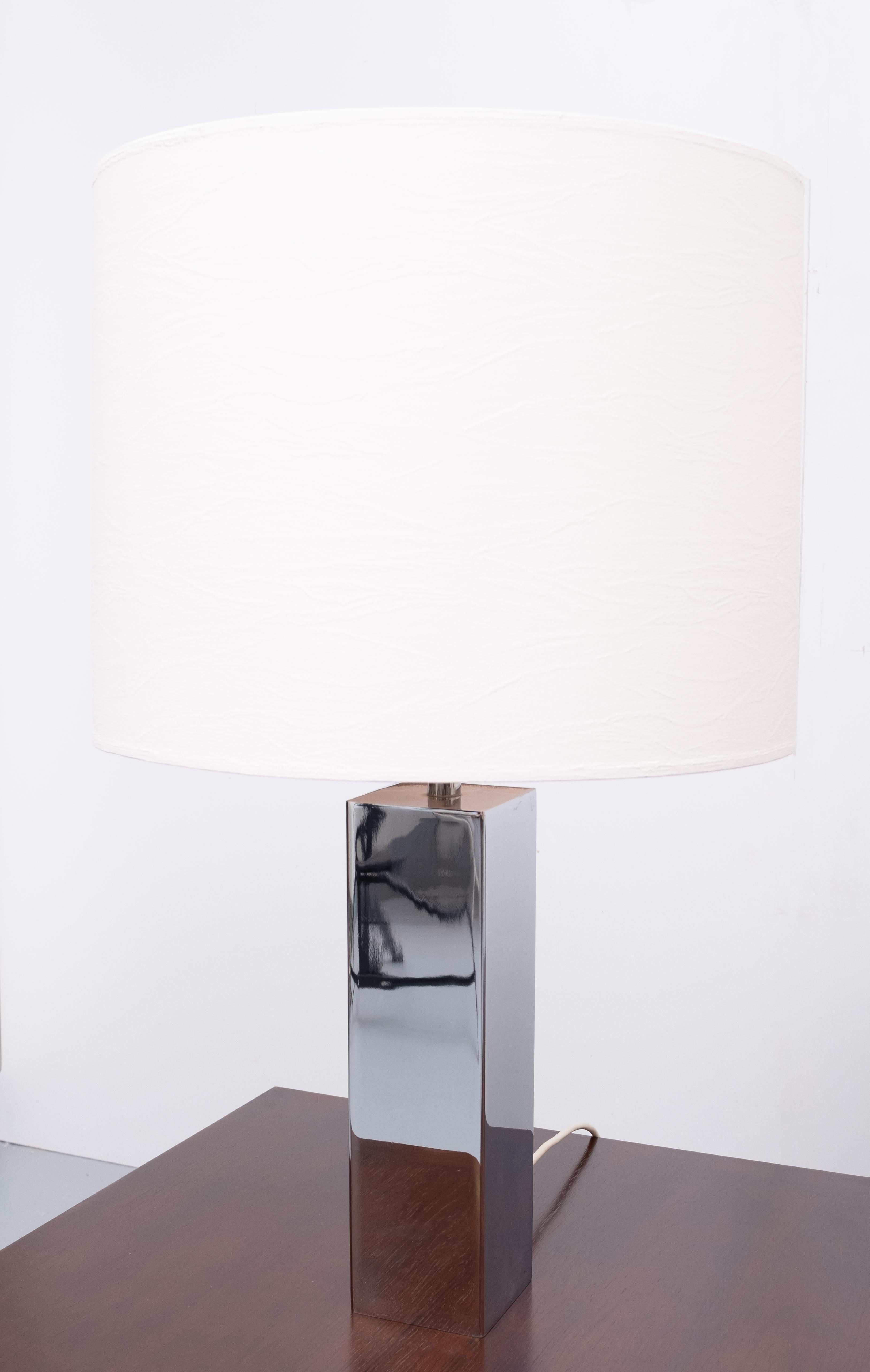 Mid-20th Century Goffredo Reggiani Chrome Square Table Lamps, Italy, 1960s For Sale