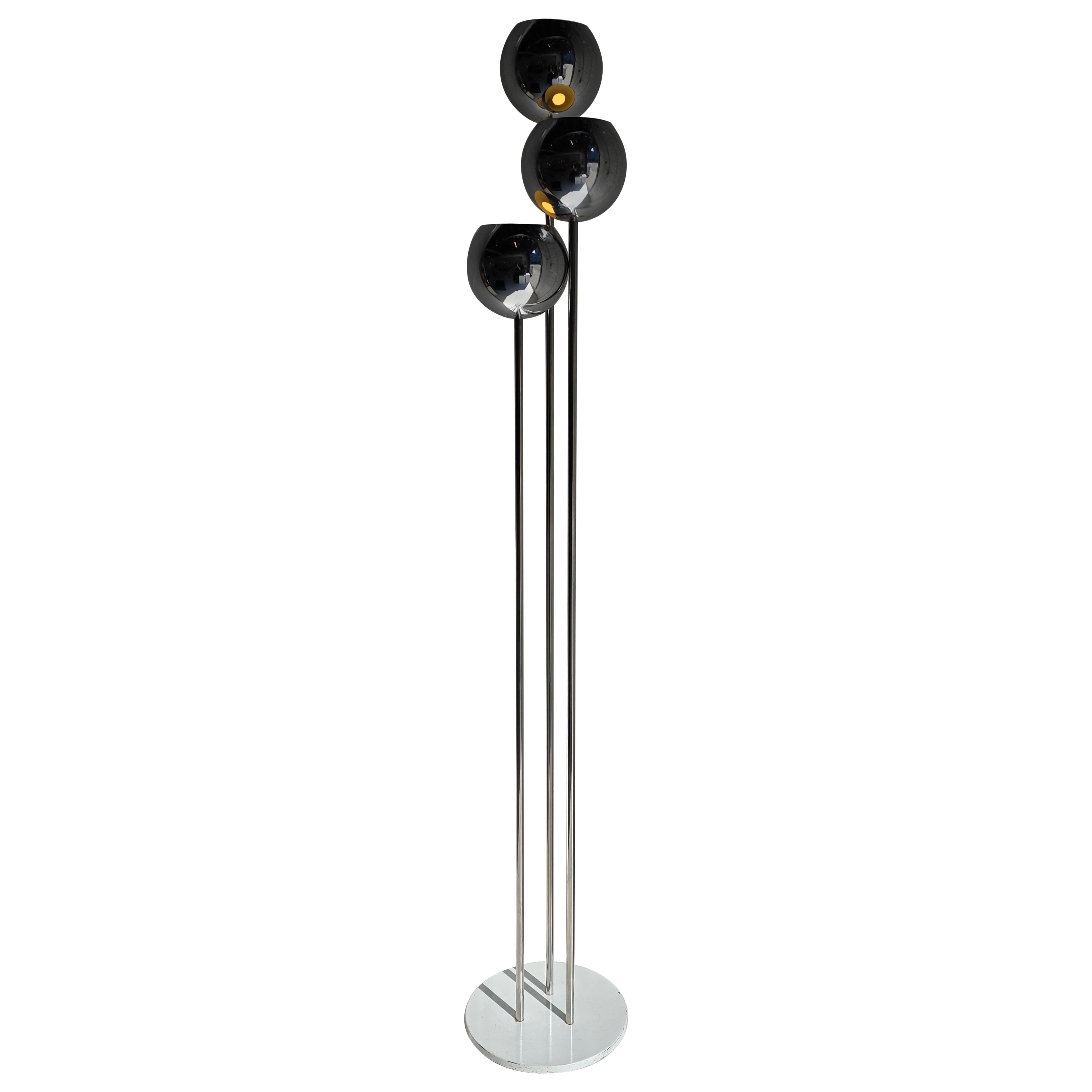 Goffredo Reggiani Chrome Three Tier Floor Lamp Made in Italy