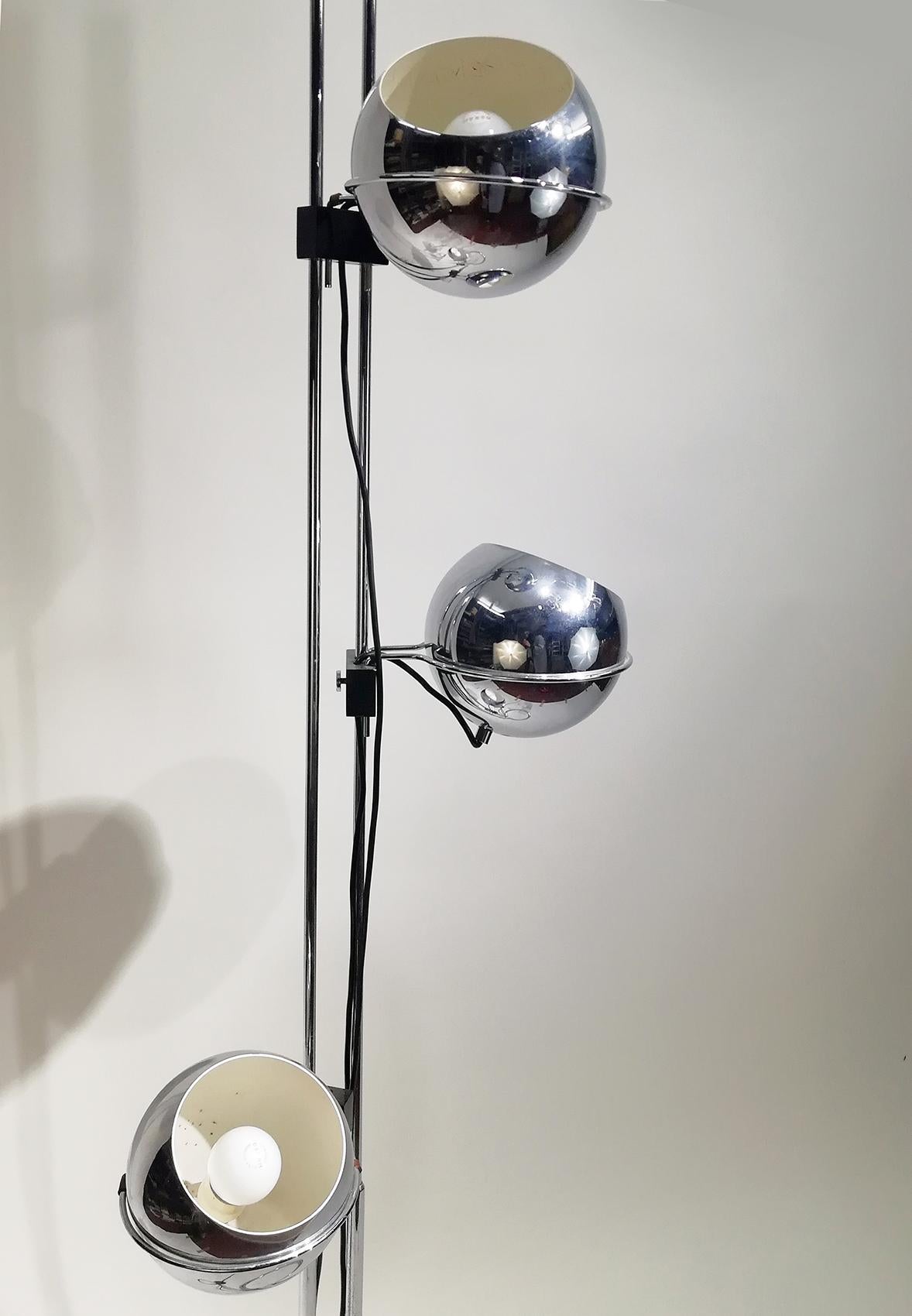 20th Century “Goffredo Reggiani” Eyeball Triple Light Floor Lamp, circa 1970 For Sale