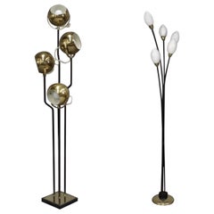 Goffredo Reggiani Floor Lamp and Opaline Glass Floor Lamp, Italy, circa 1970