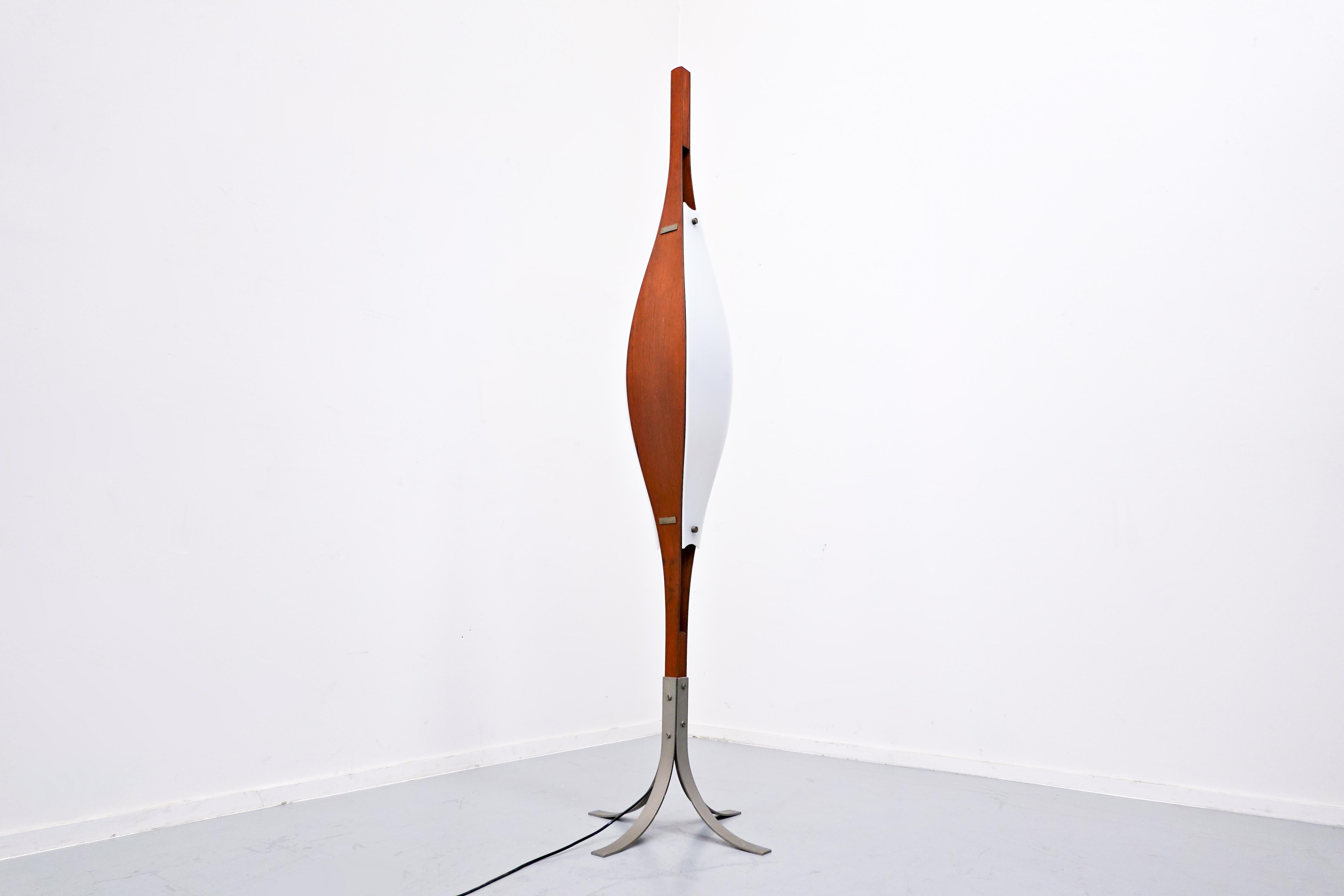 Wood Goffredo Reggiani Mid-Century Modern Floor Lamp, Reggiani Illuminazione, 1970s